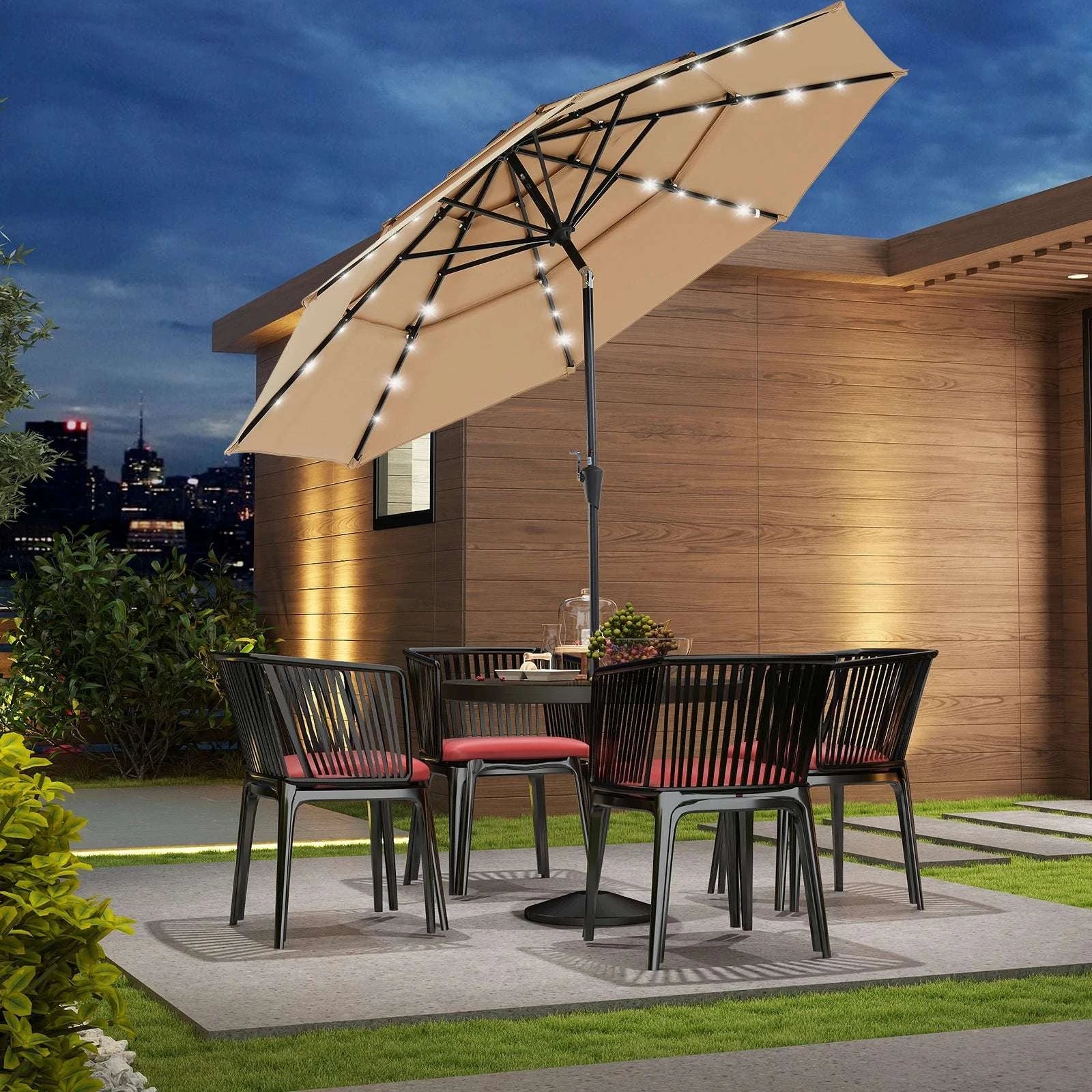 10FT Solar LED Patio Umbrella with 3-Tier Vent and Crank - Image 6