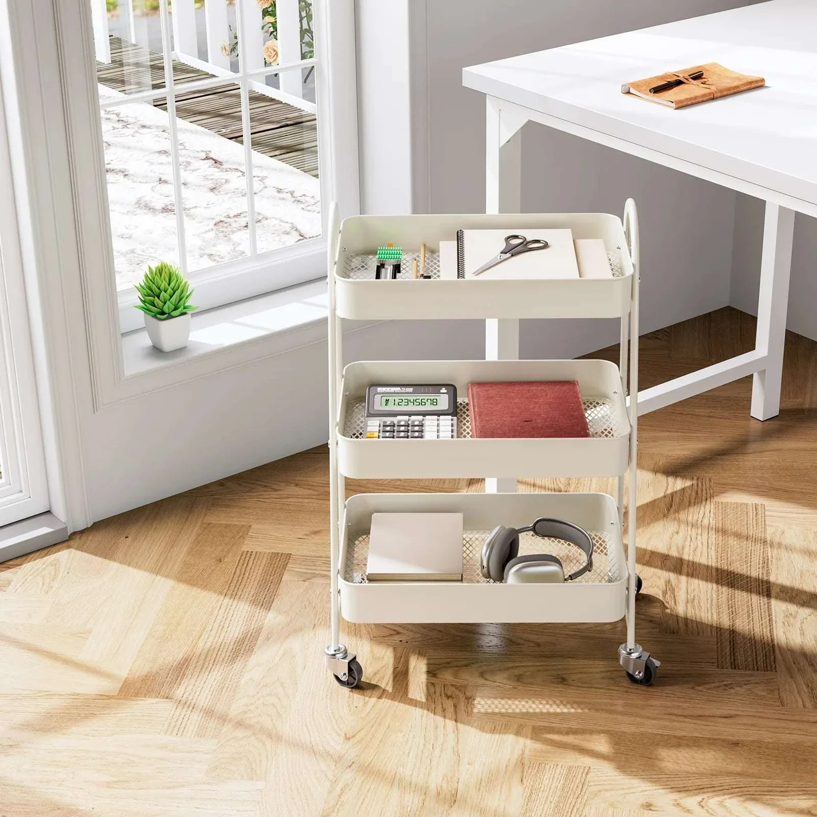 3-Tier Rolling Storage Cart with Lockable Wheels for Small Spaces - Image 18