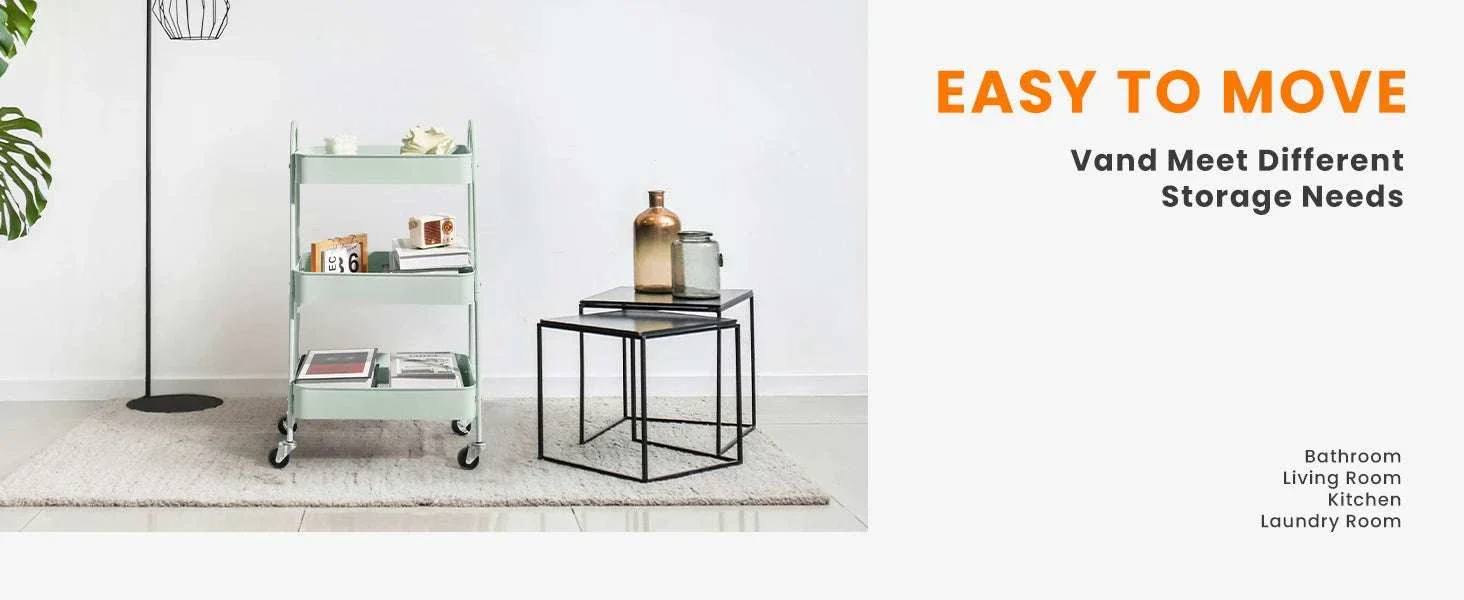 3-Tier Rolling Storage Cart with Lockable Wheels for Small Spaces - Image 7