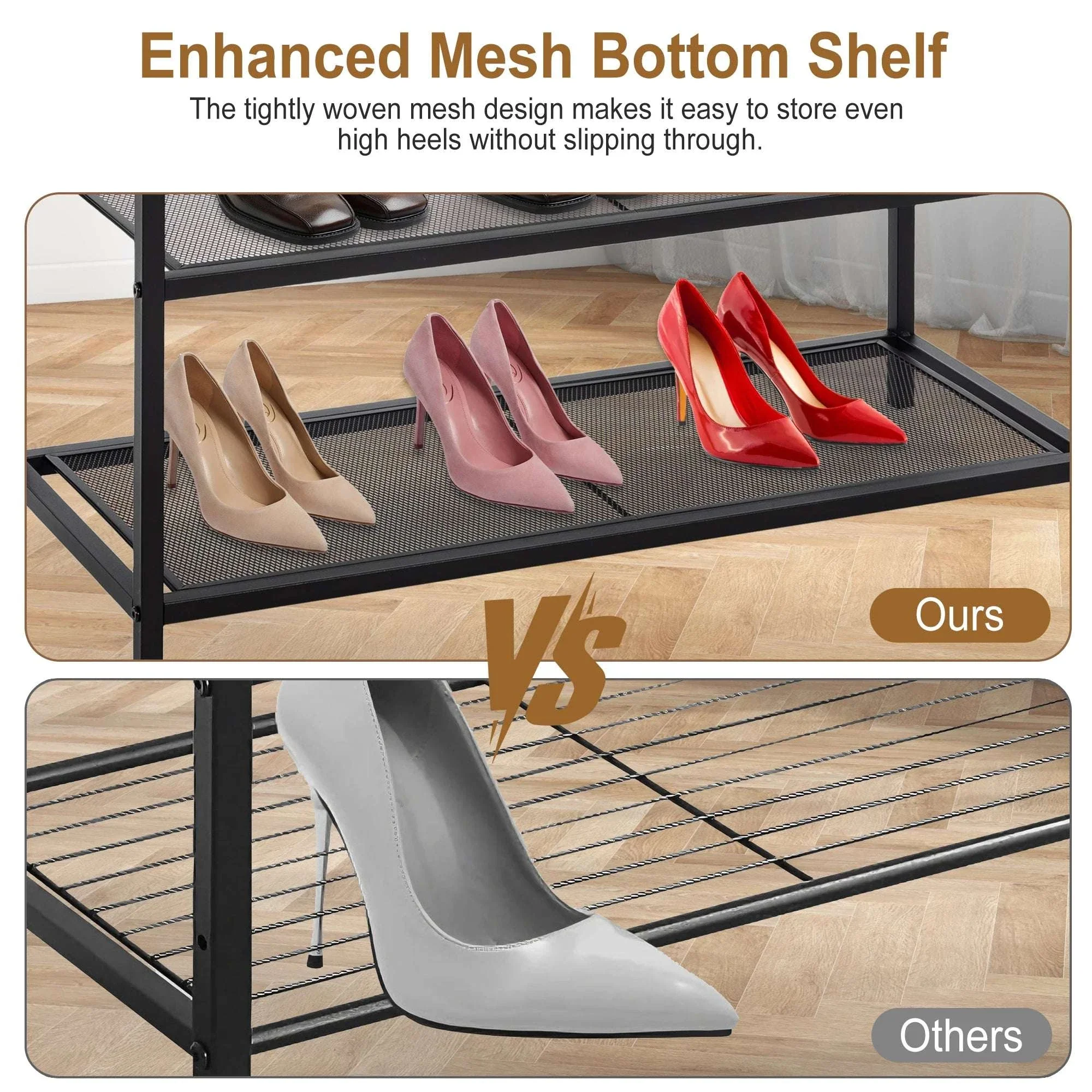 3-Tier Shoe Bench with Storage Shelves for Entryway Organization - Image 5