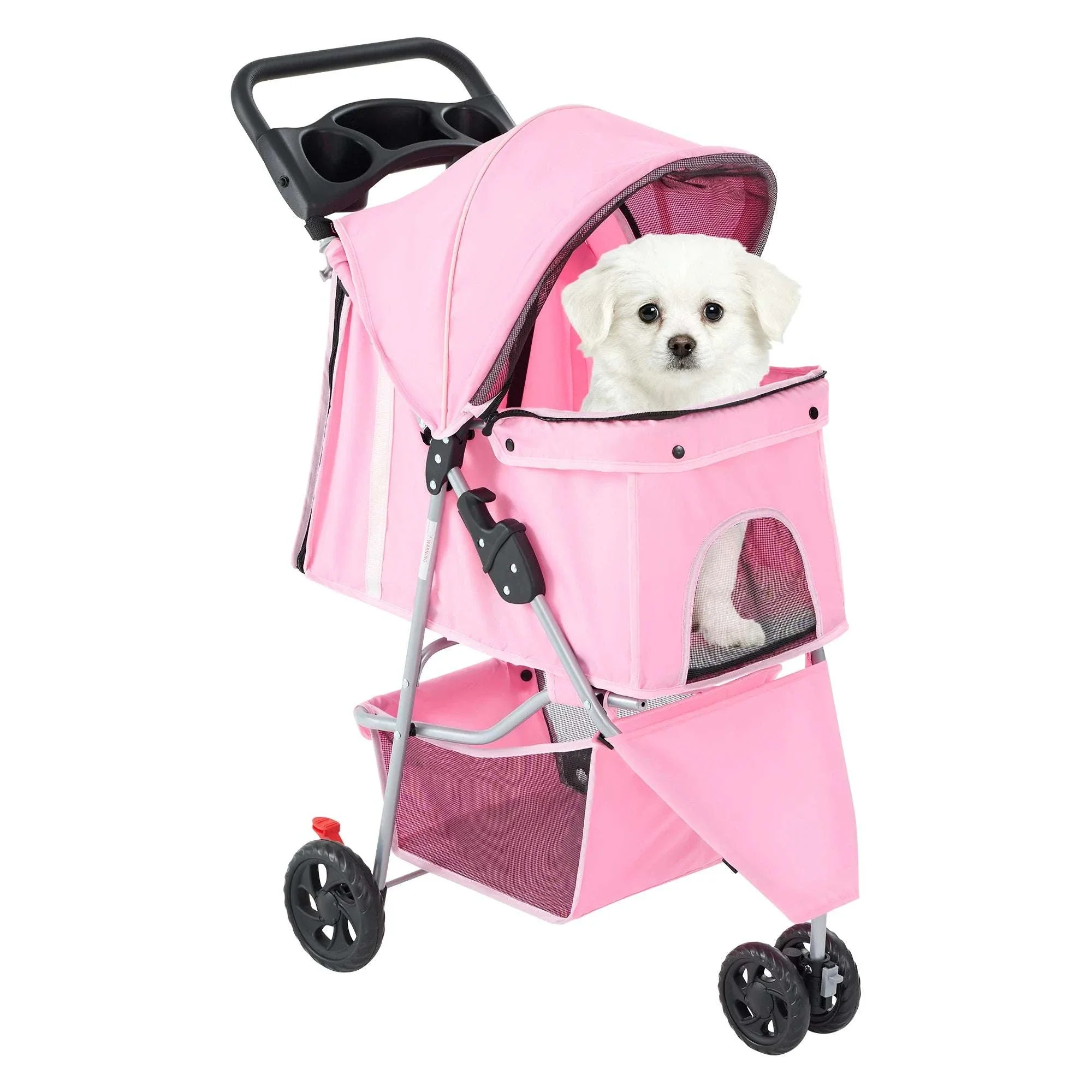 3-Wheel Foldable Pet Stroller with Storage & Mesh Windows - Image 9