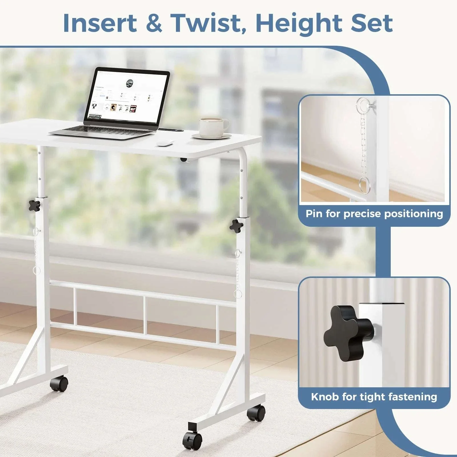 Adjustable Mobile Standing Desk with Locking Wheels for Home Office - Image 4