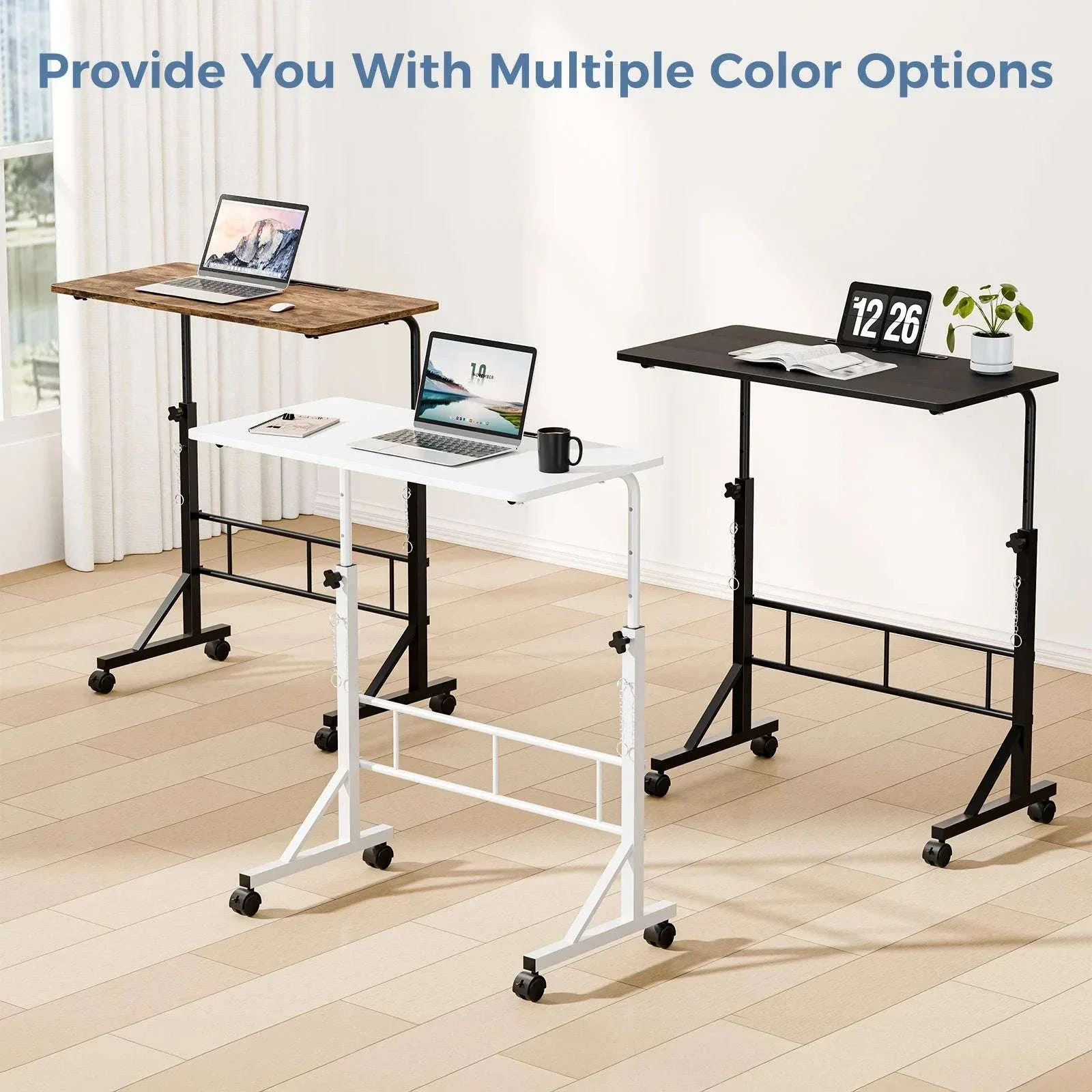 Adjustable Mobile Standing Desk with Locking Wheels for Home Office - Image 8