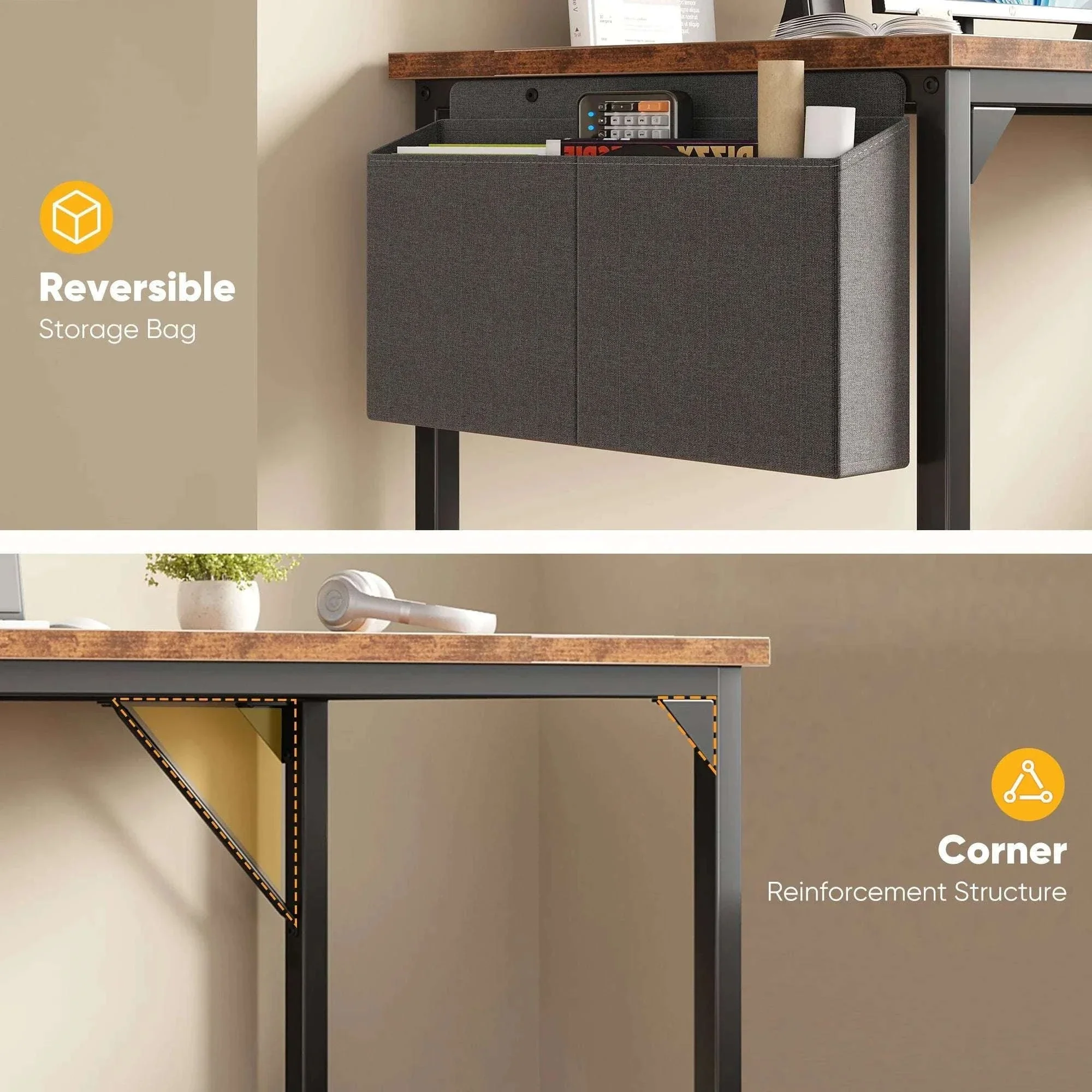 Computer Desk 31–55 Inch Writing & Gaming Table with Side Storage Bag - Image 3