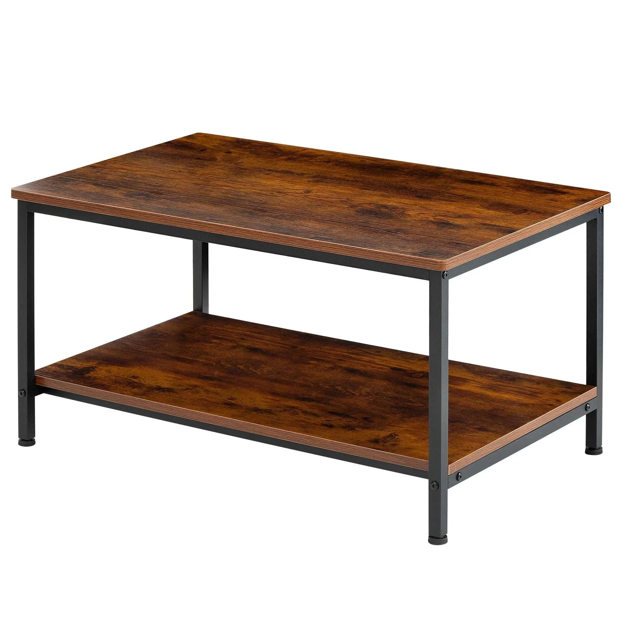 31" Wood Coffee Table with 2-Tier Storage Shelf for Living Room - Image 7