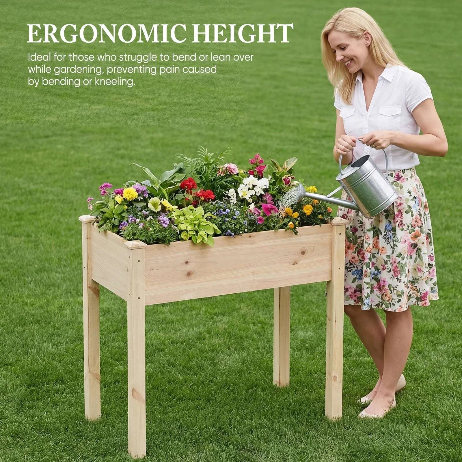 Elevated Wooden Planter Box with Legs for Patio, Balcony Garden - Image 4
