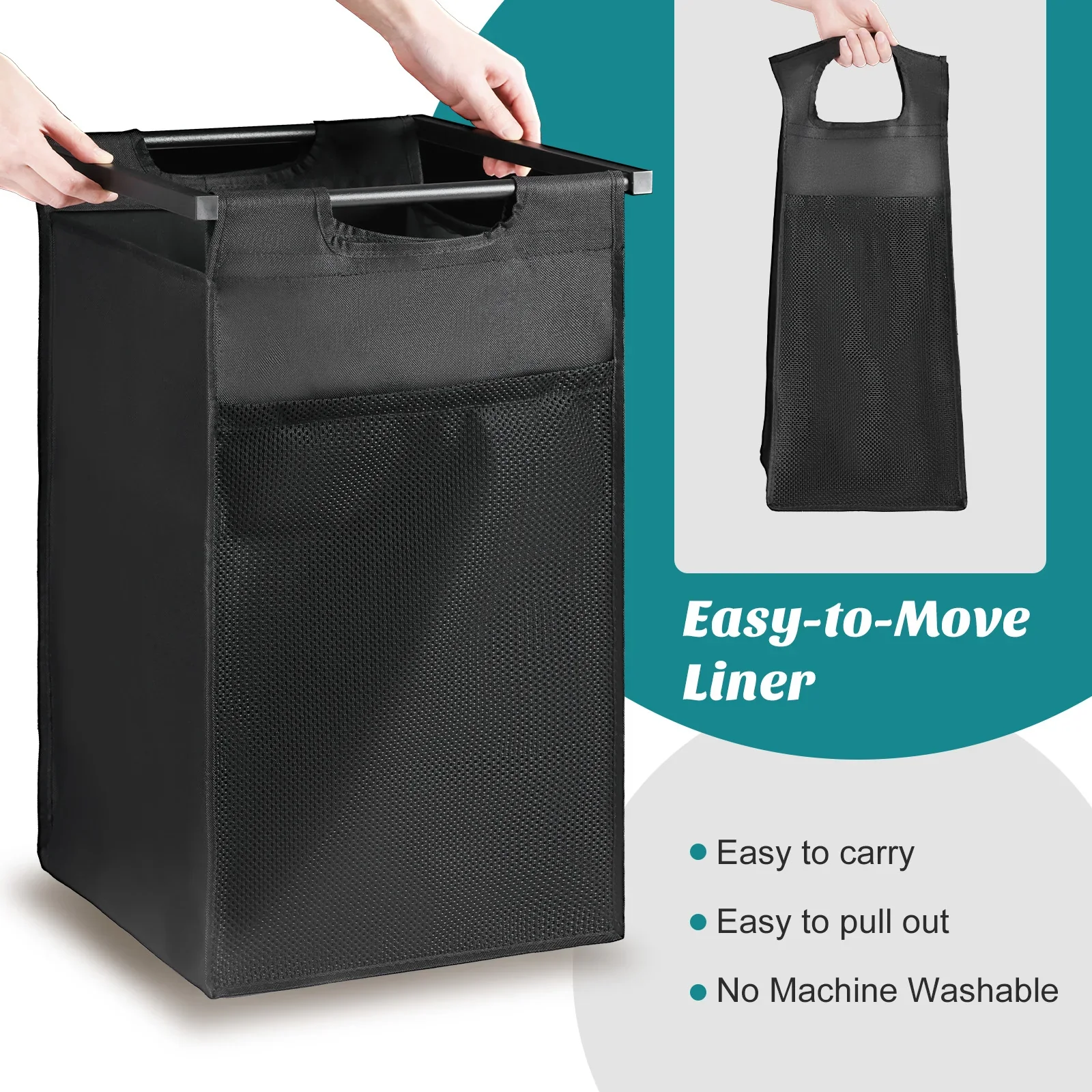 36in Rolling Laundry Cabinet with Removable Sorter Bags - Image 2