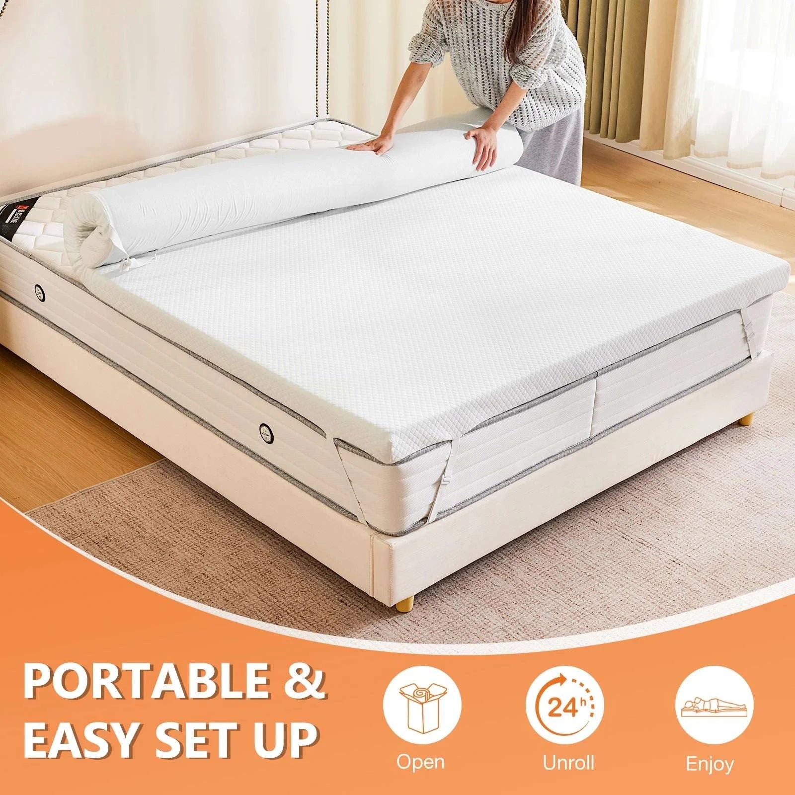 4 Inch Gel Memory Foam Mattress Topper with Cooling Cover Full - Image 6