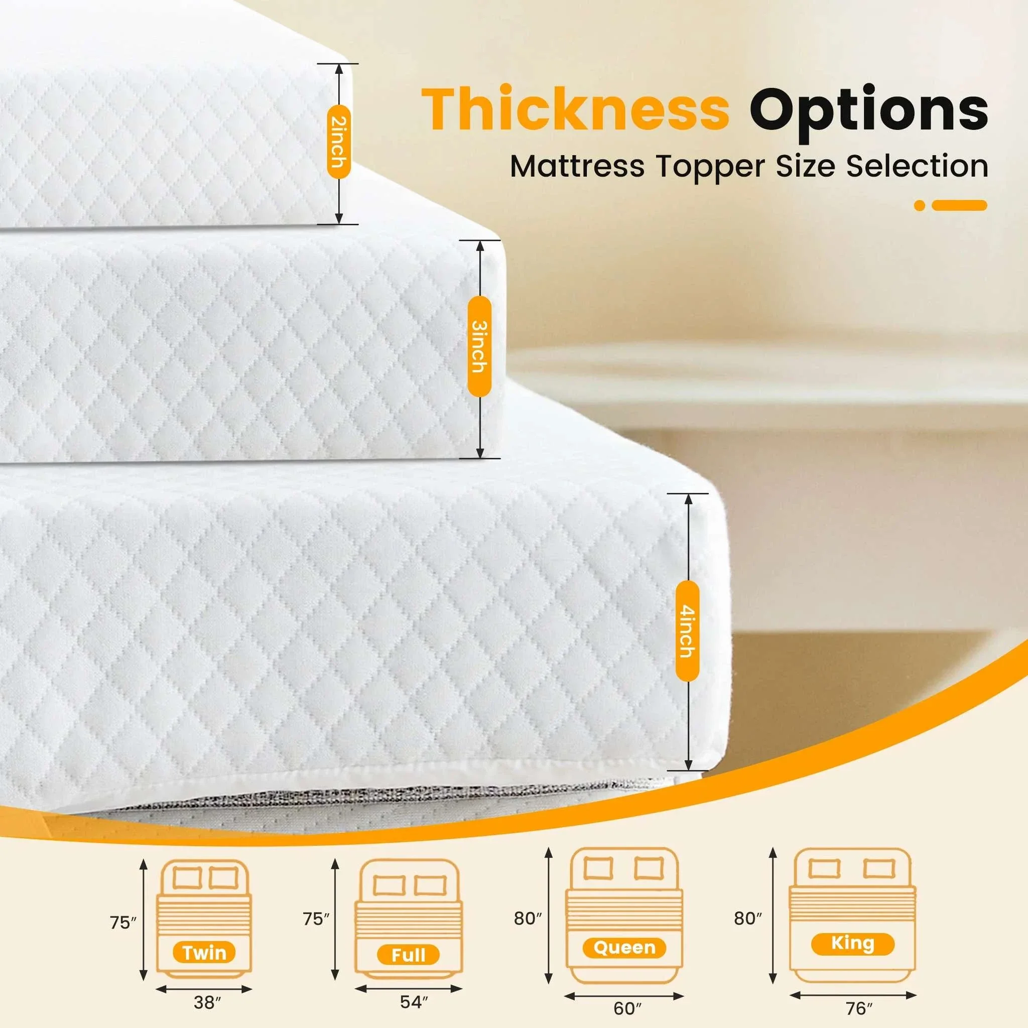 4 Inch Gel Memory Foam Mattress Topper with Cooling Cover Full - Image 8