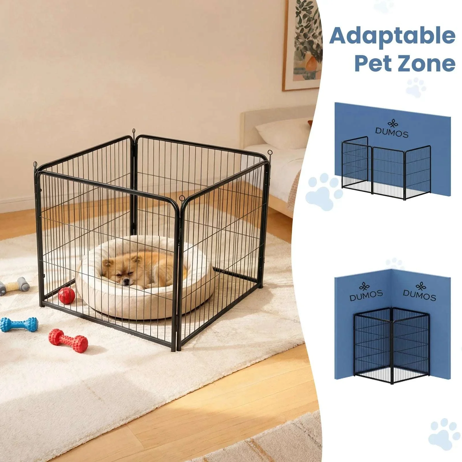 Foldable Metal Dog Playpen with Door for Indoor & Outdoor Use - Image 9