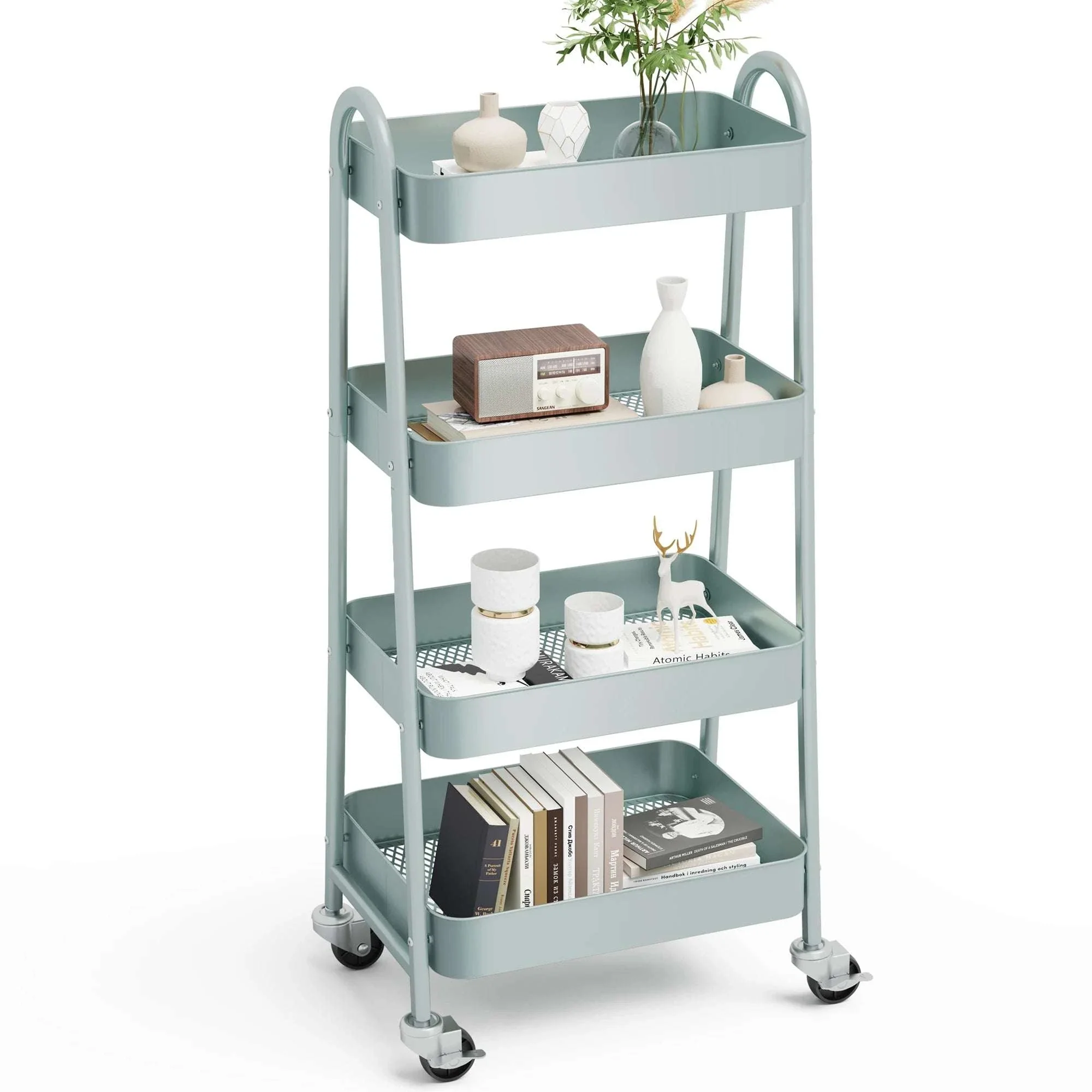 4-Tier Rolling Storage Cart with Lockable Wheels for Narrow Spaces - Image 6