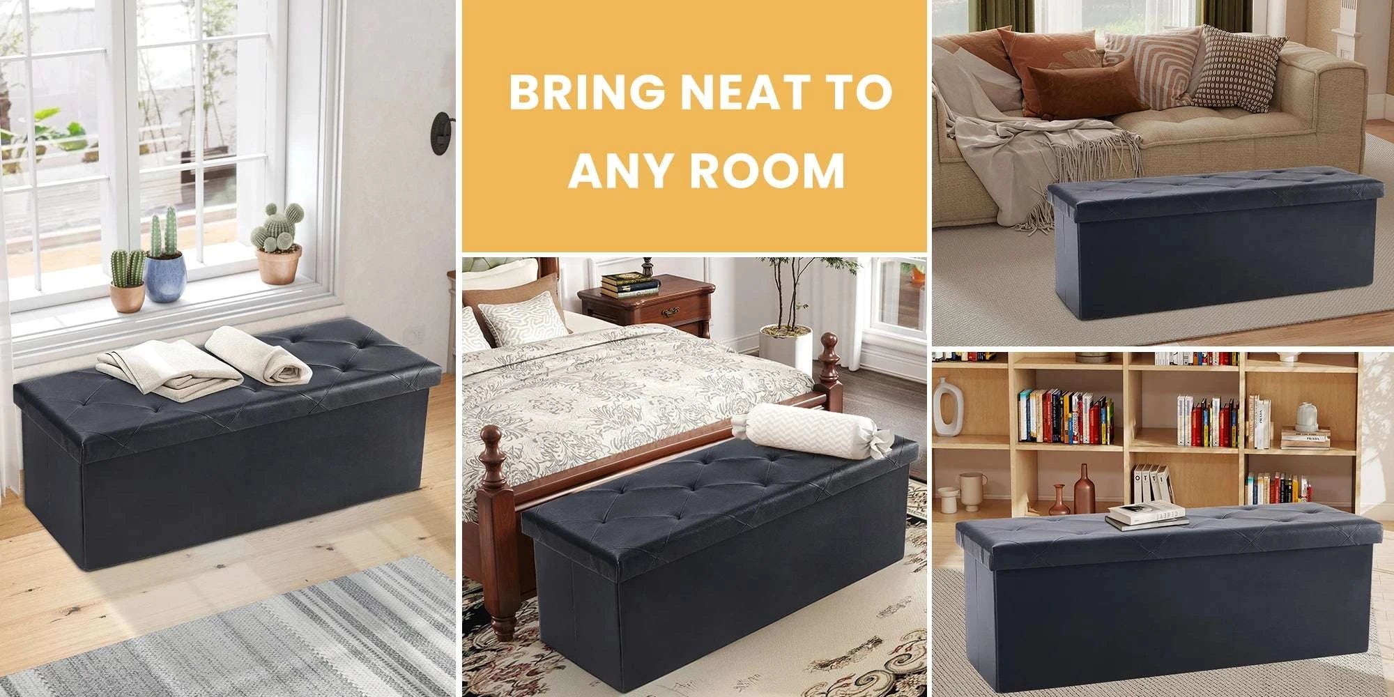 43'' Storage Ottoman Bench with Leather Seat, 660 lb Capacity - Image 16