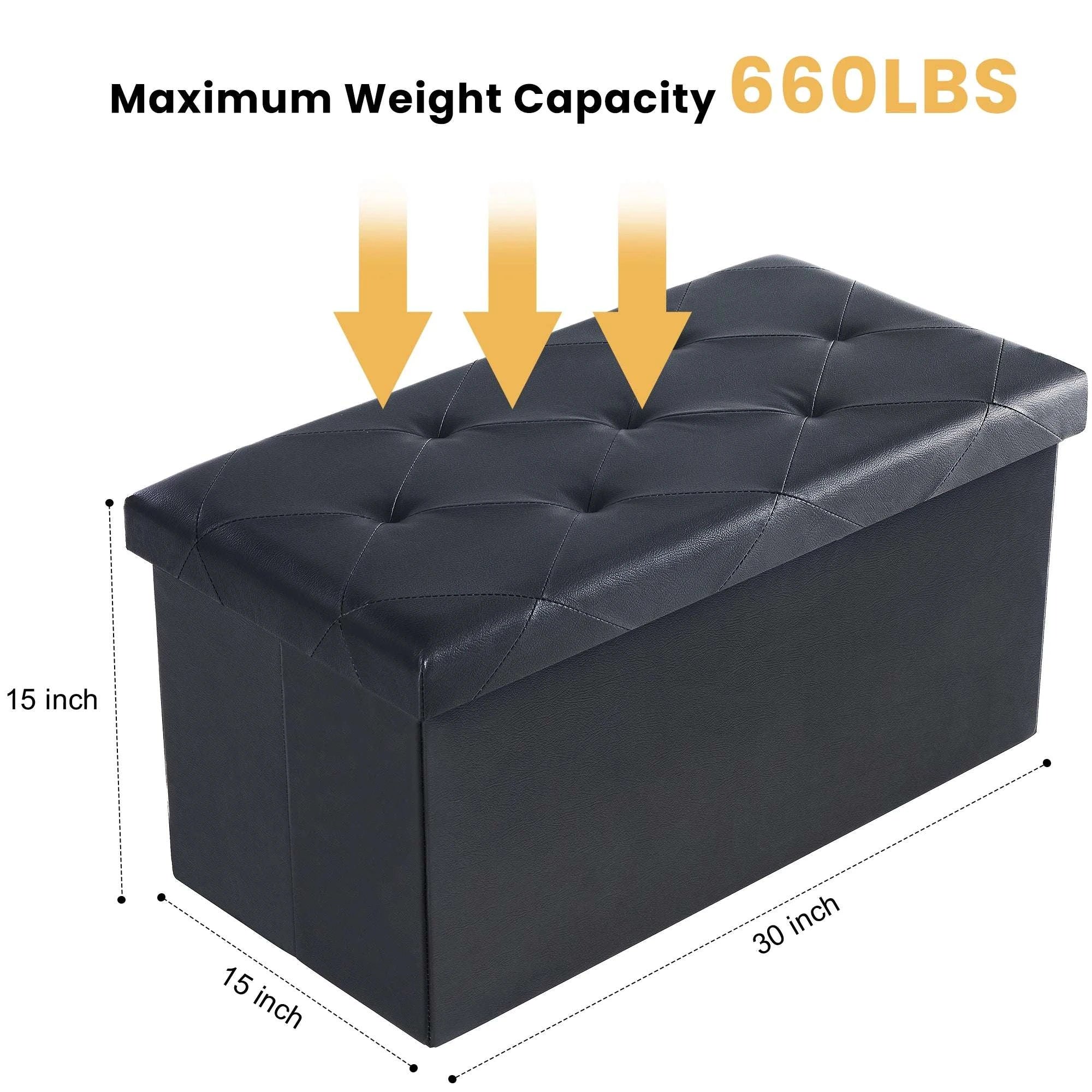 43'' Storage Ottoman Bench with Leather Seat, 660 lb Capacity - Image 19