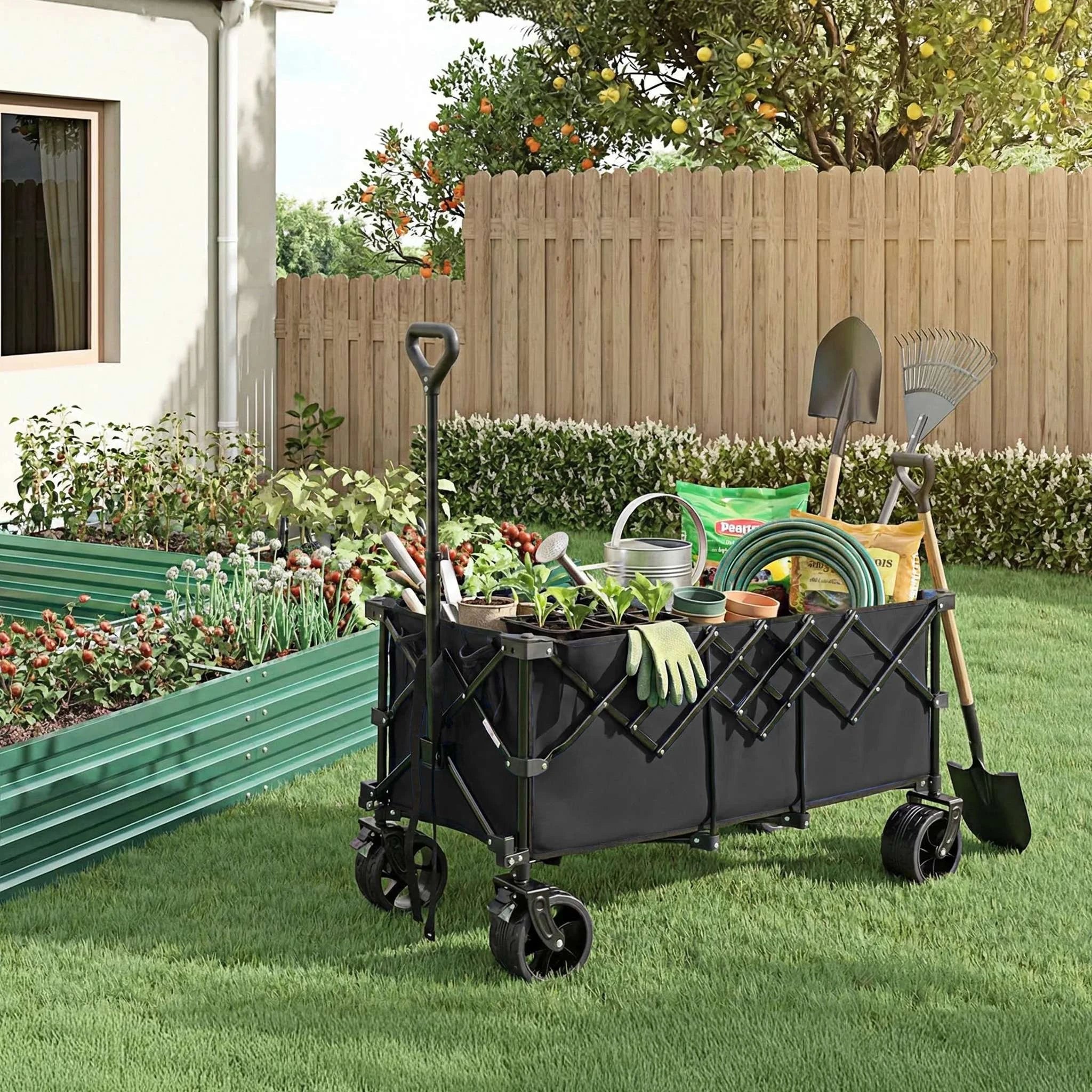 440lbs Heavy Duty Folding Wagon Cart with All-Terrain Wheels - Image 7