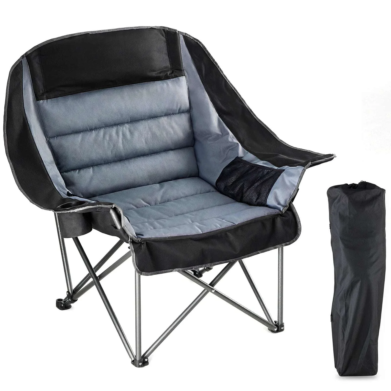 Oversized 450lbs Camping Chair with Cup Holder and Storage