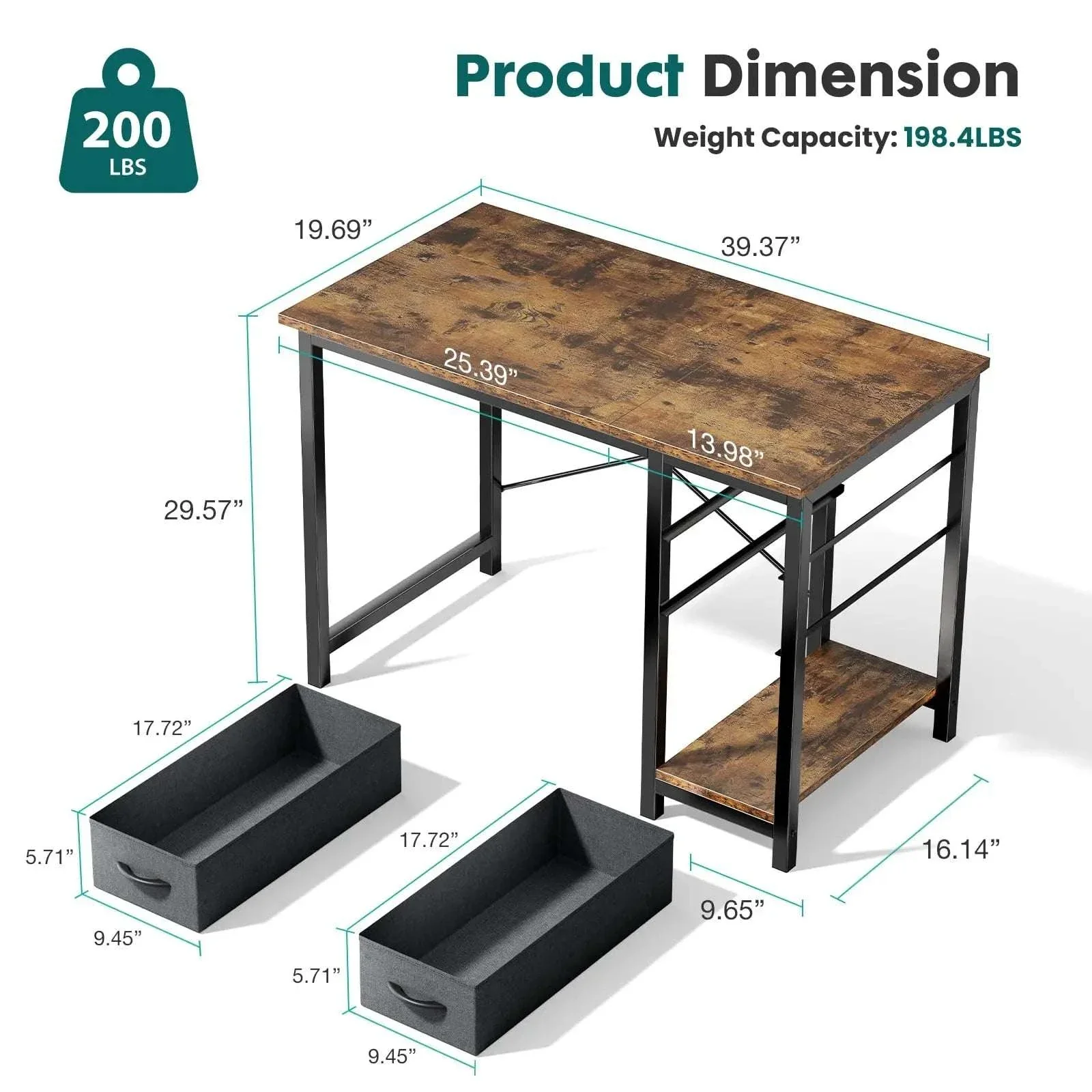 Modern Computer Desk with Drawers and Adjustable Storage Shelf - Image 13