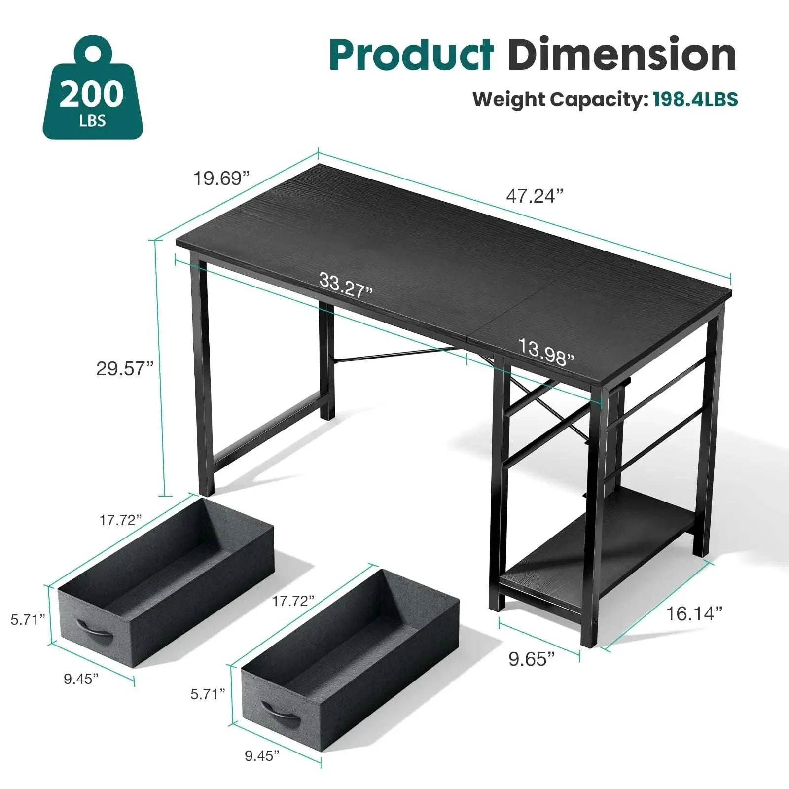 Modern Computer Desk with Drawers and Adjustable Storage Shelf - Image 14