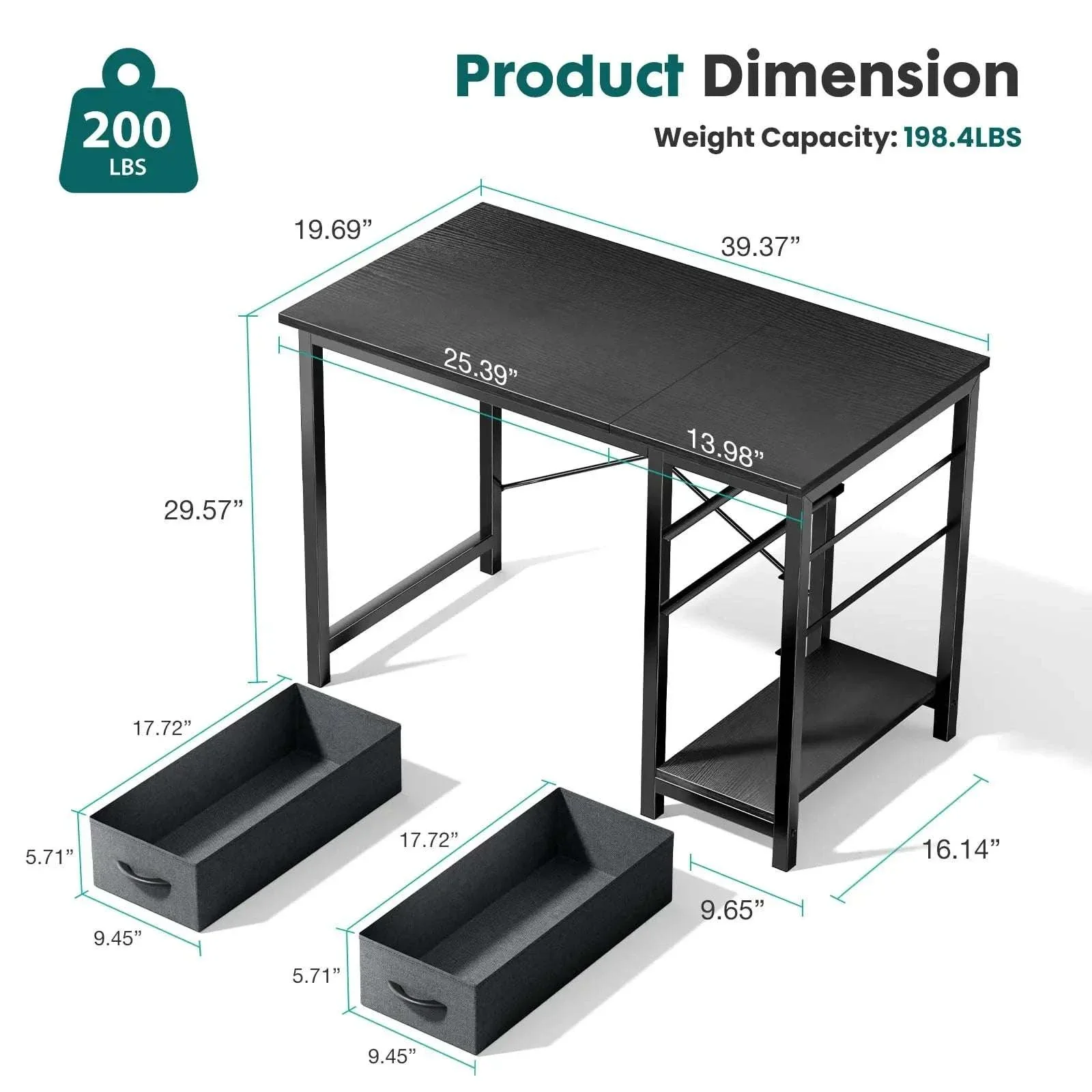 Modern Computer Desk with Drawers and Adjustable Storage Shelf - Image 15
