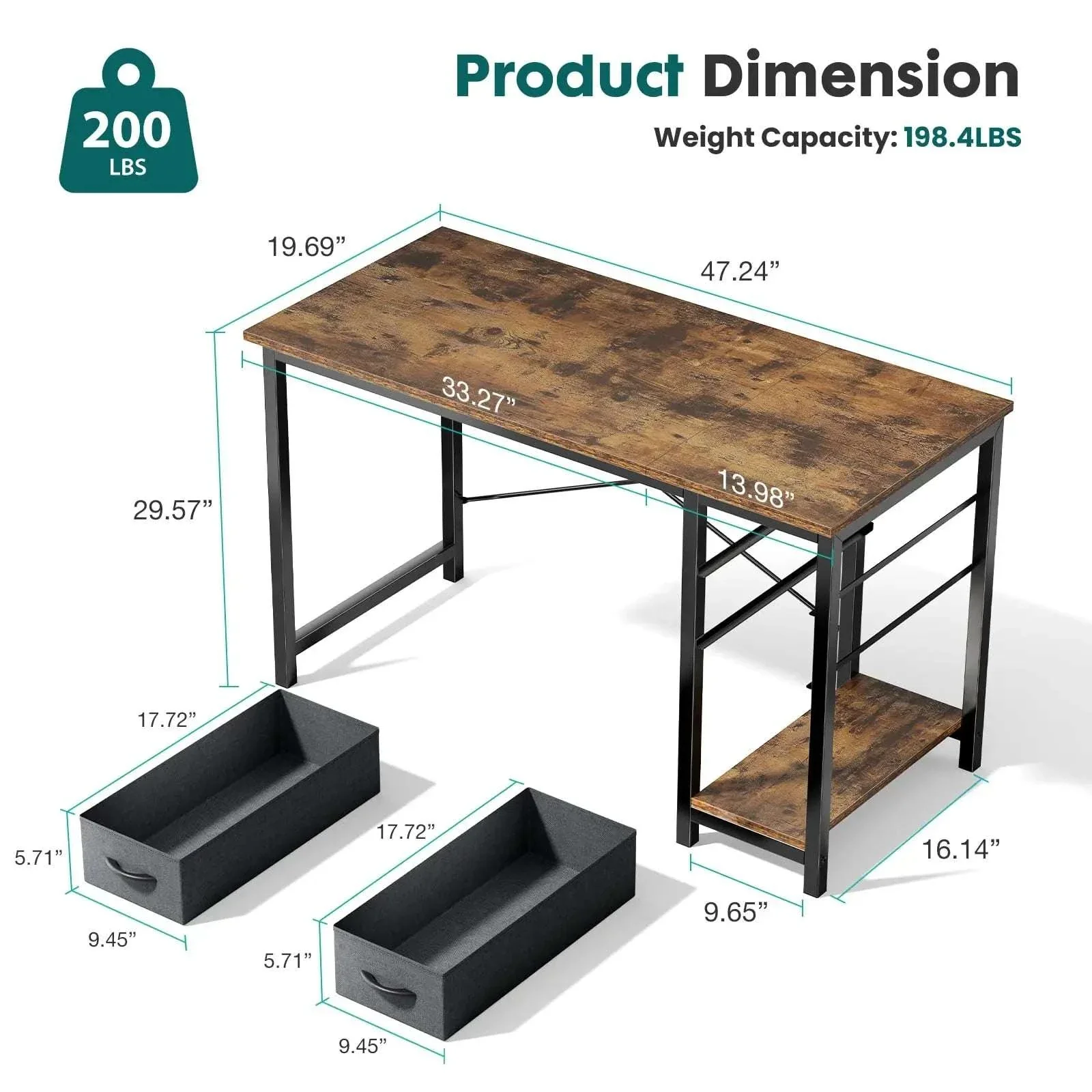 Modern Computer Desk with Drawers and Adjustable Storage Shelf - Image 16