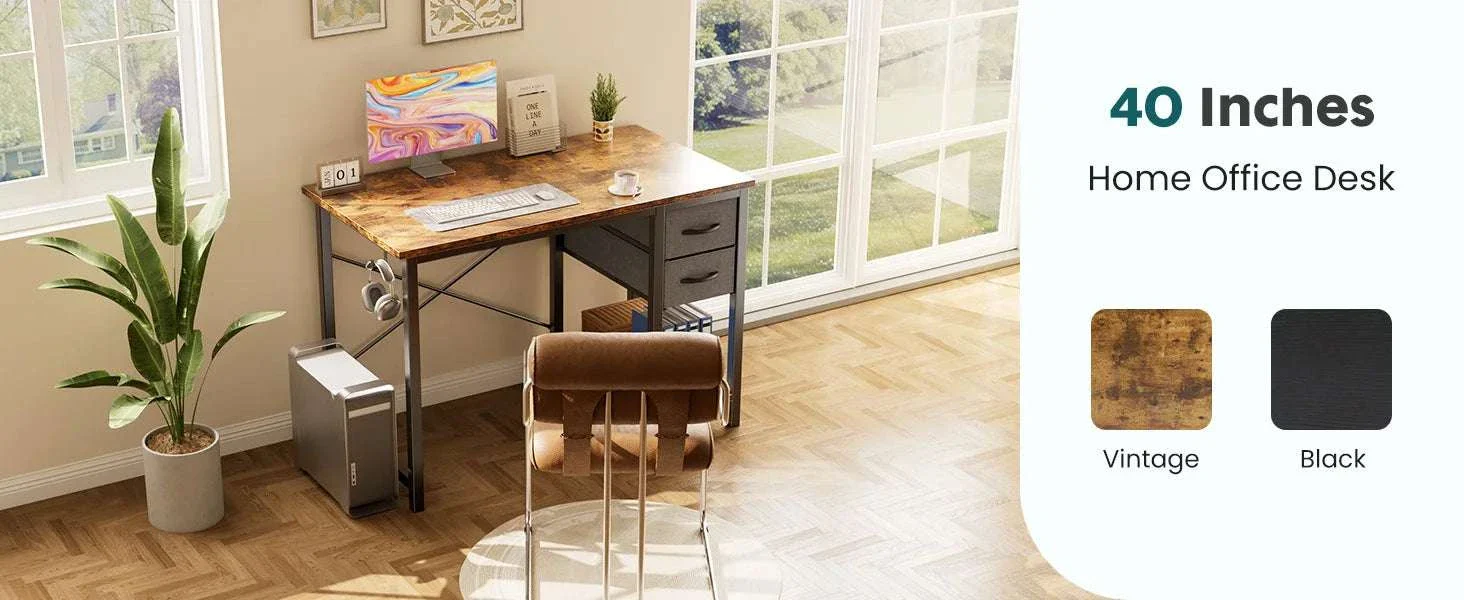 Modern Computer Desk with Drawers and Adjustable Storage Shelf - Image 6