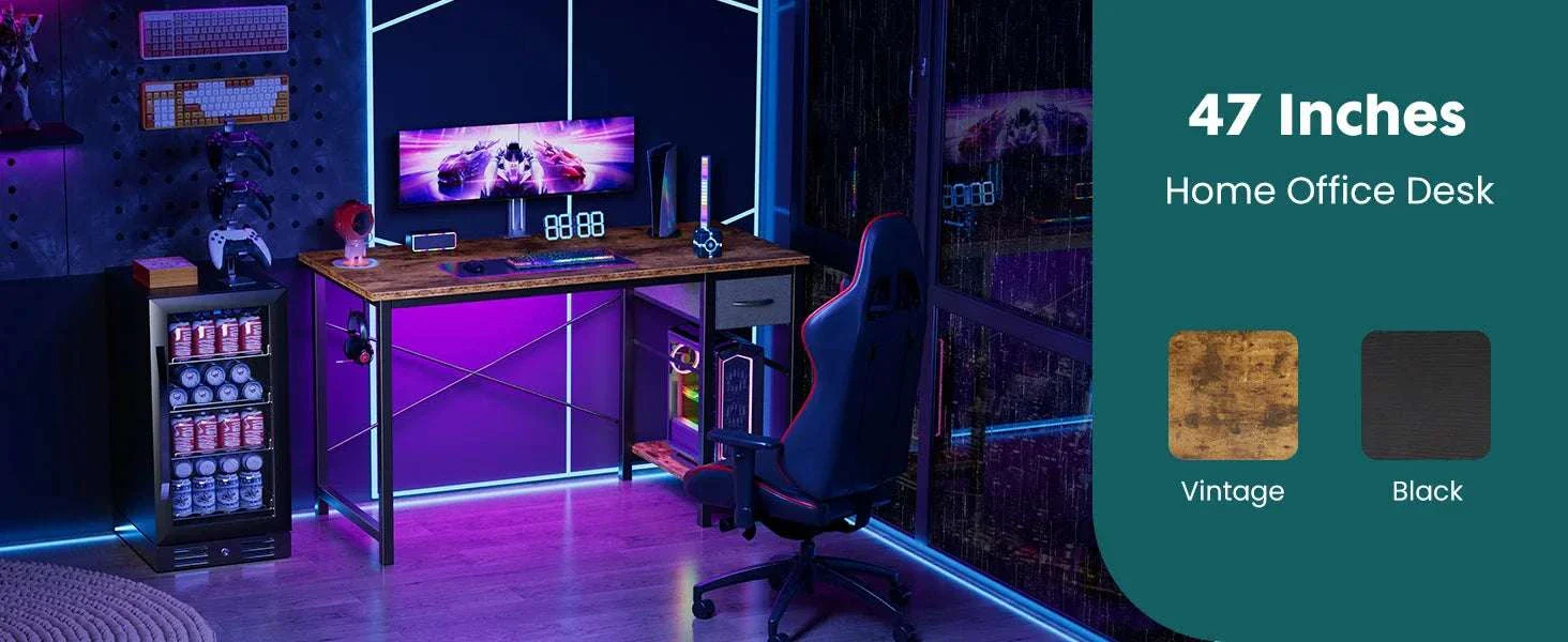 Modern Computer Desk with Drawers and Adjustable Storage Shelf - Image 7