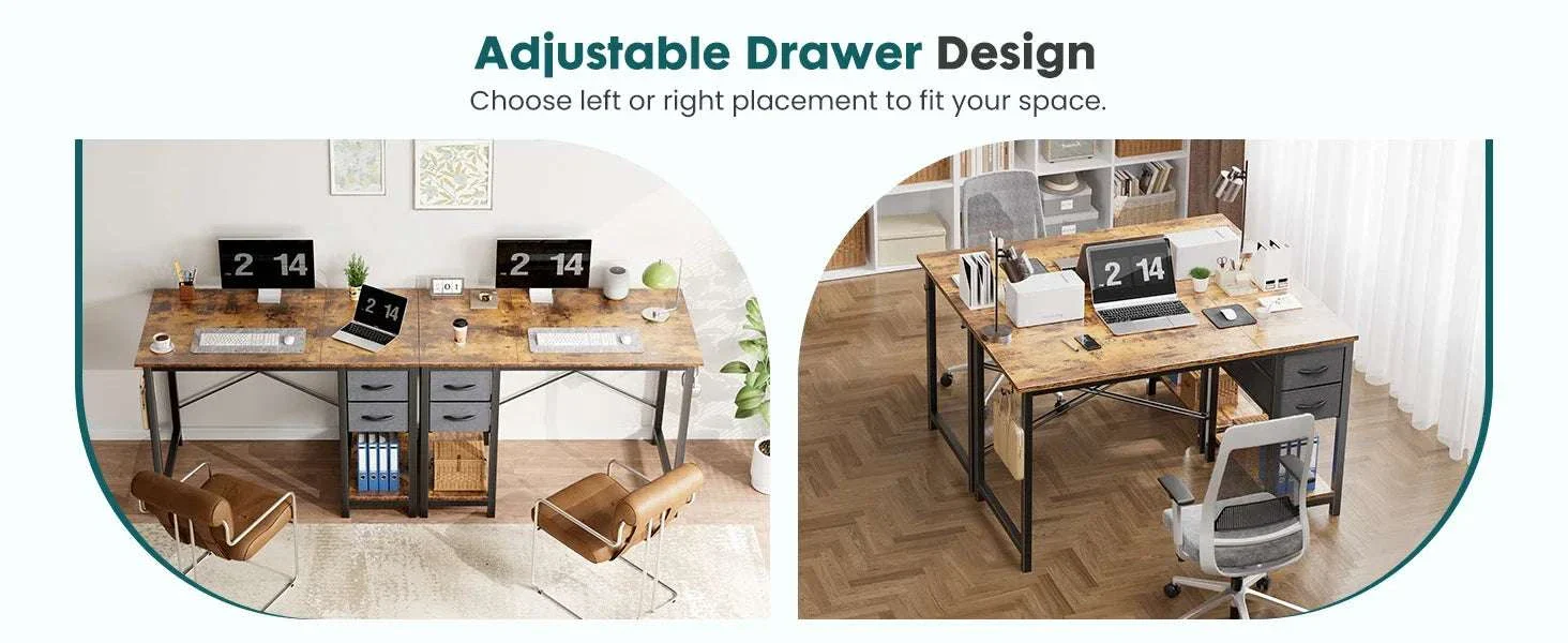 Modern Computer Desk with Drawers and Adjustable Storage Shelf - Image 8