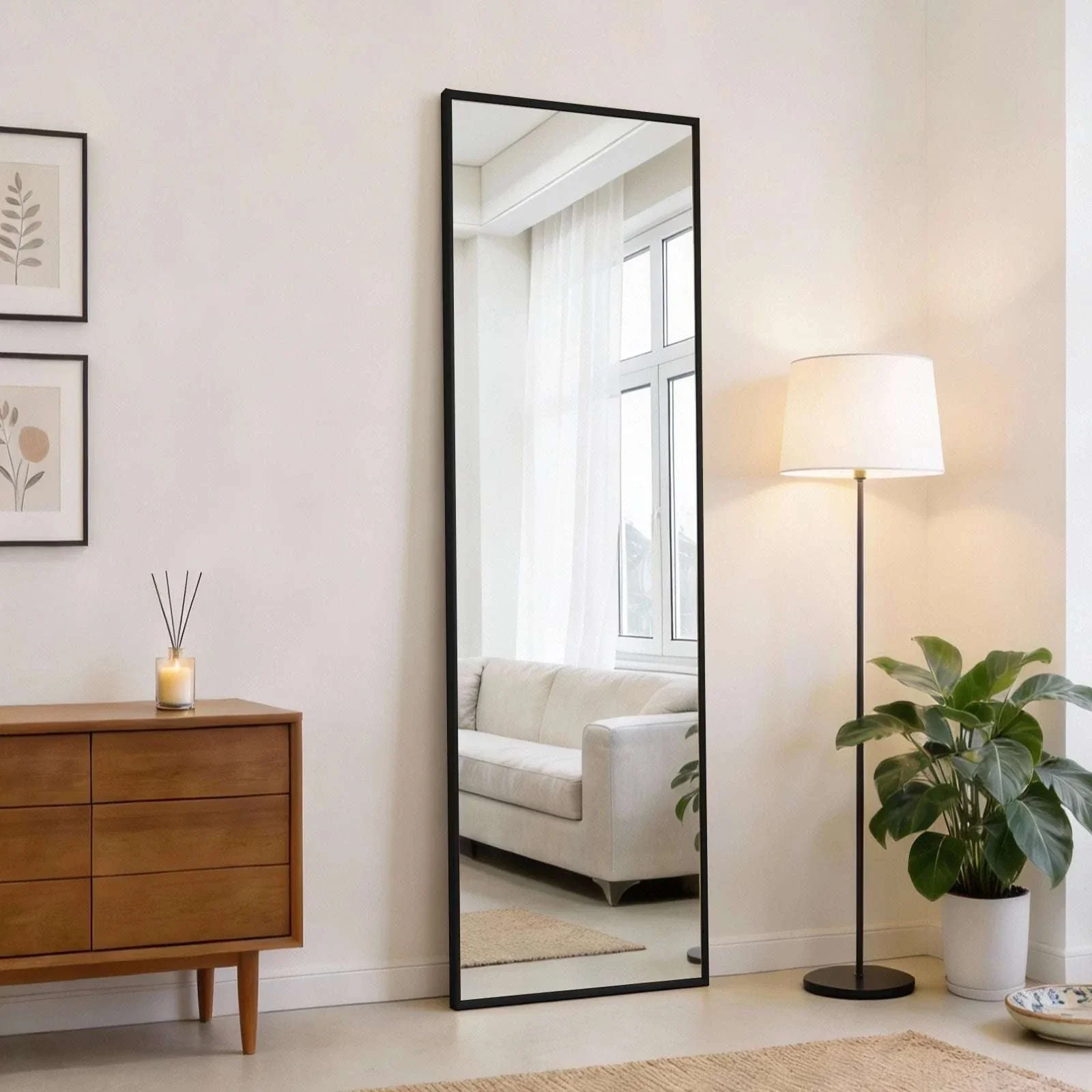 47x14 Full Length Wall Mirror with Aluminum Frame, Hang or Lean - Image 14