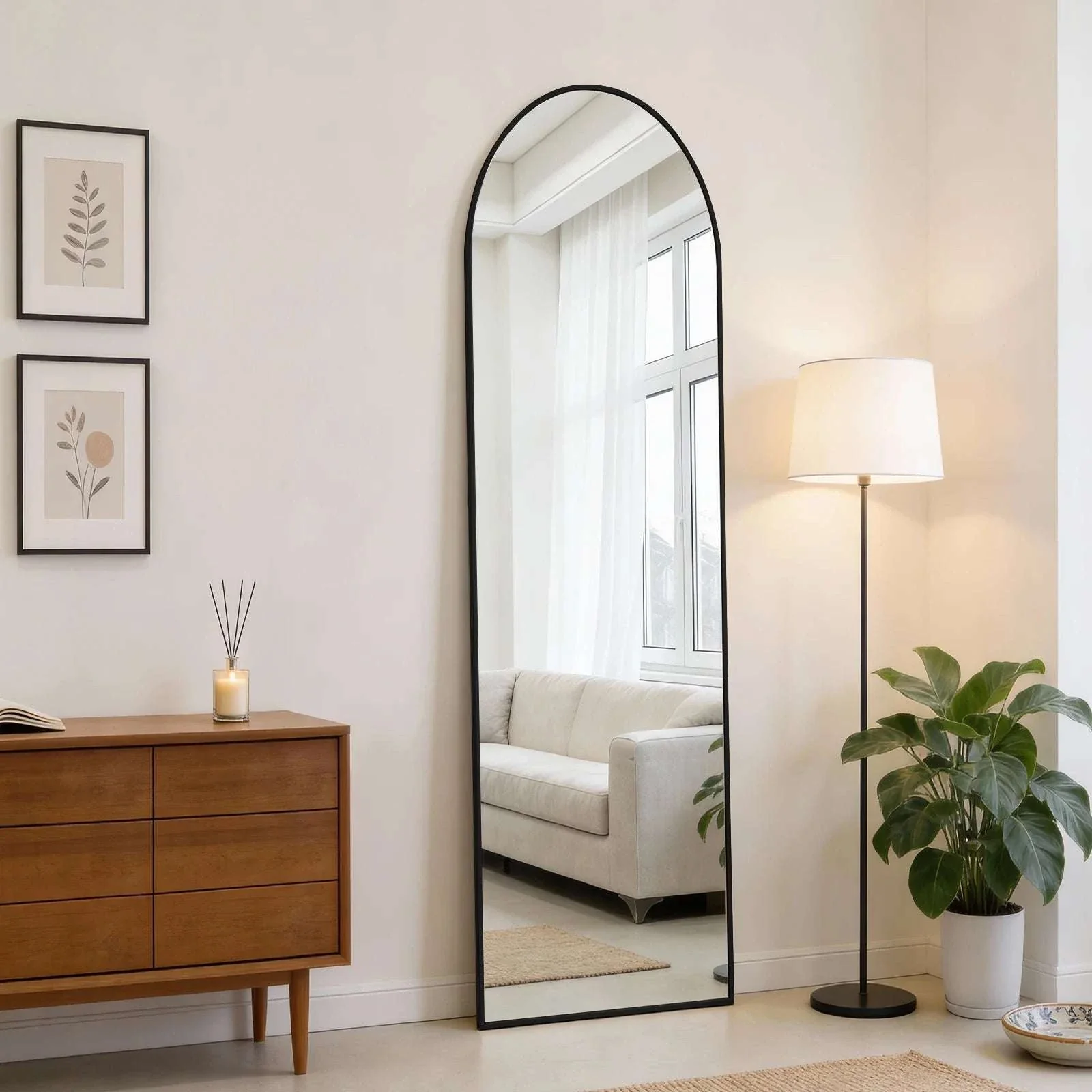 47x14 Full Length Wall Mirror with Aluminum Frame, Hang or Lean - Image 17