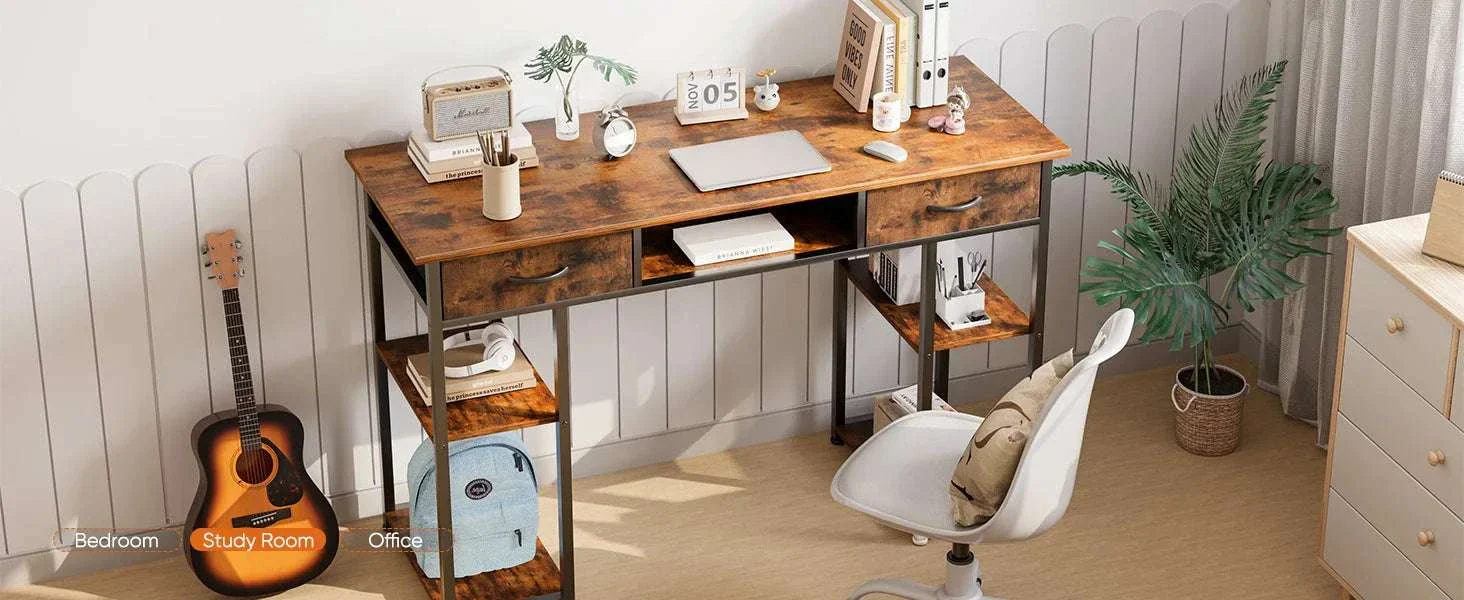 48 Inch Computer Desk with Drawers, Shelves & Keyboard Tray - Image 6