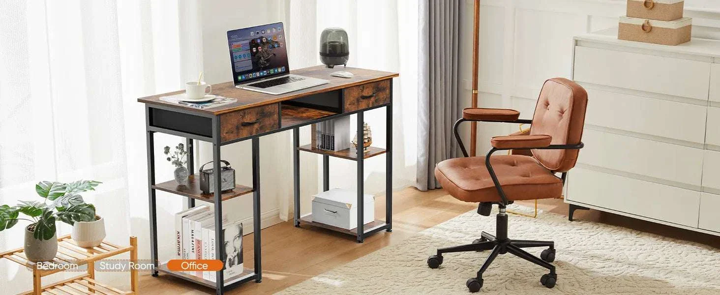 48 Inch Computer Desk with Drawers, Shelves & Keyboard Tray - Image 7