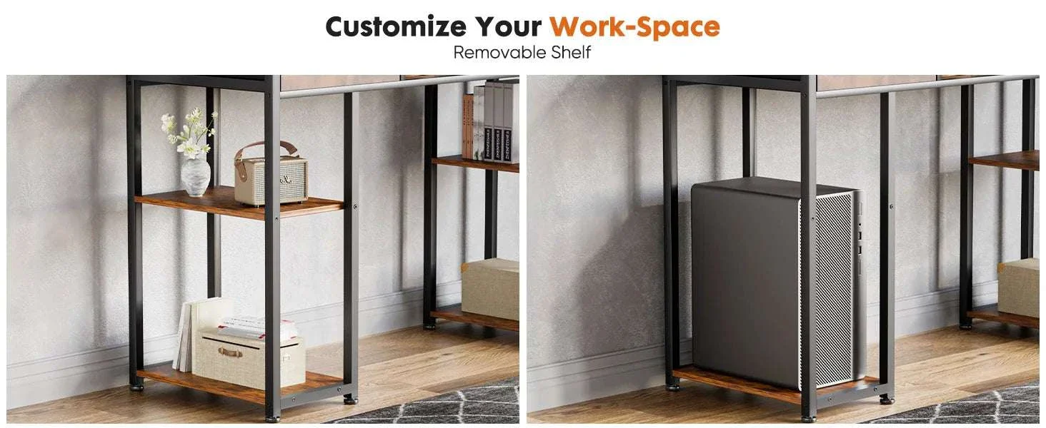 48 Inch Computer Desk with Drawers, Shelves & Keyboard Tray - Image 8