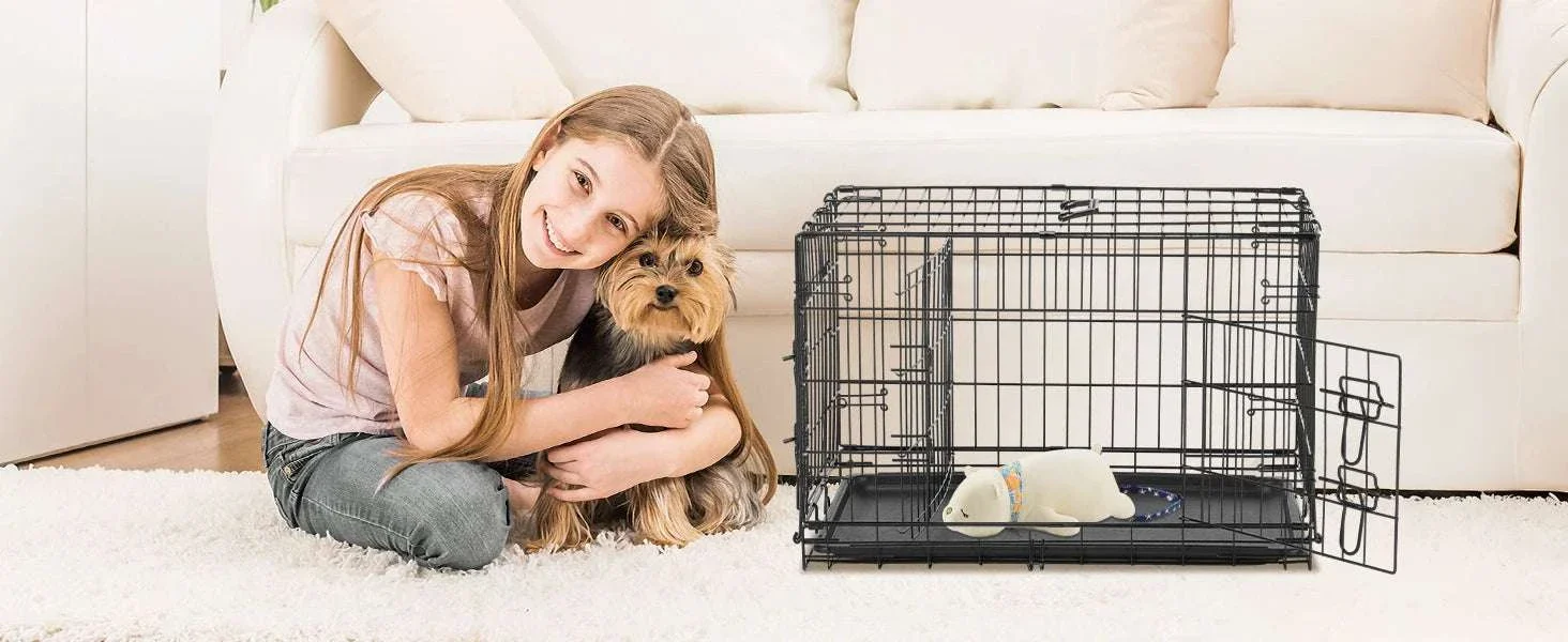48 Inch Folding Metal Dog Crate with Double Doors & Leak-Proof Tray - Image 9