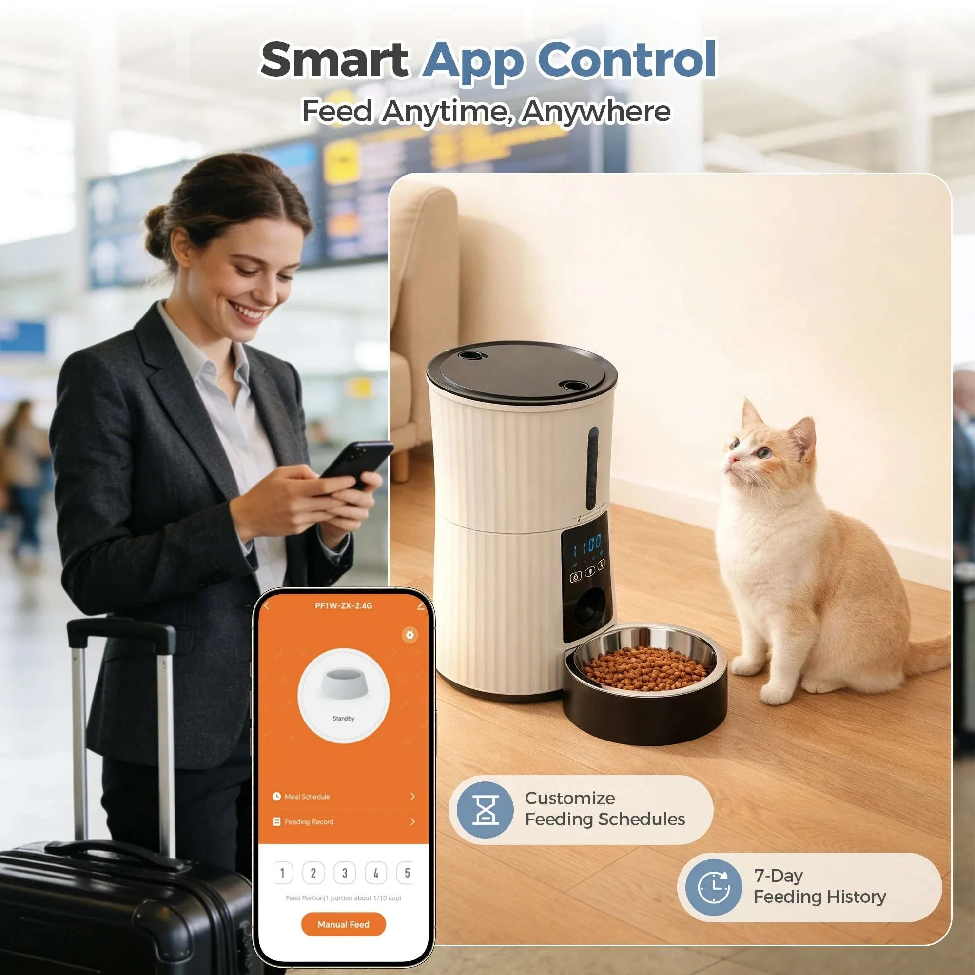 4L Automatic Cat Feeder with WiFi App Control & Timed Feeding - Image 4