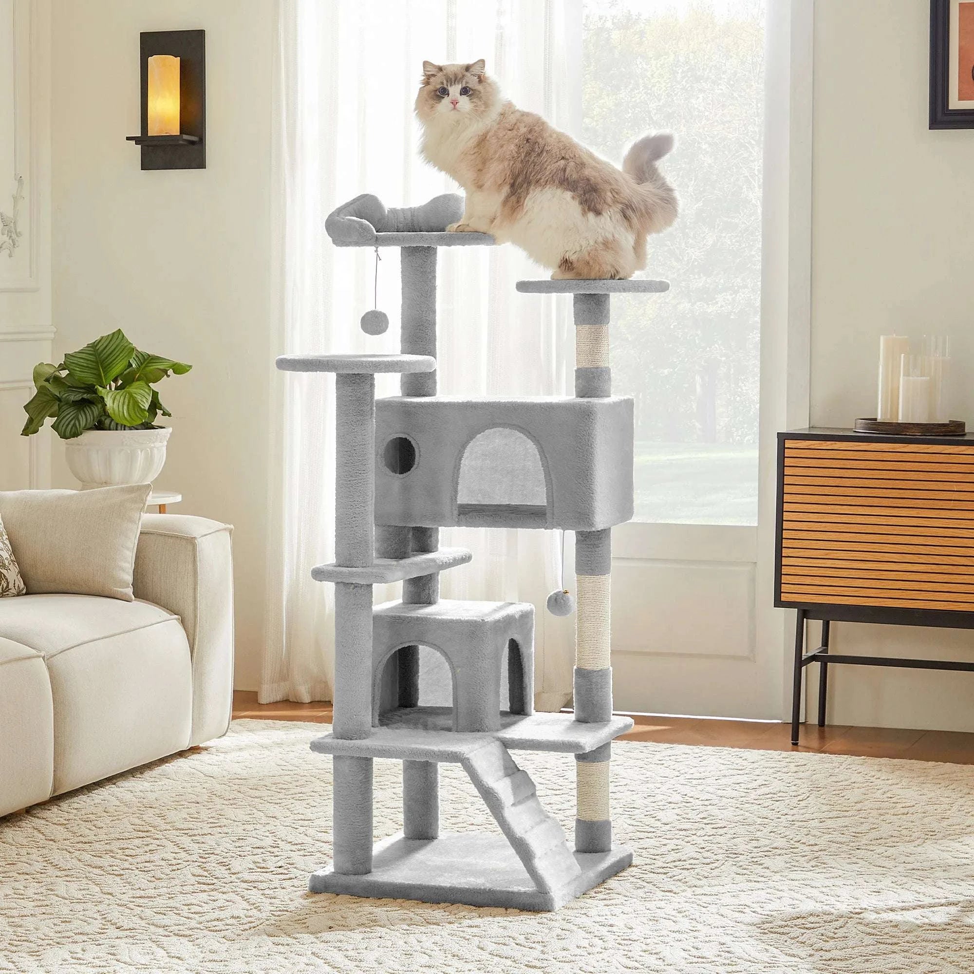 54in Multi-Level Cat Tree Tower with Condo & Sisal Scratching Posts - Image 14