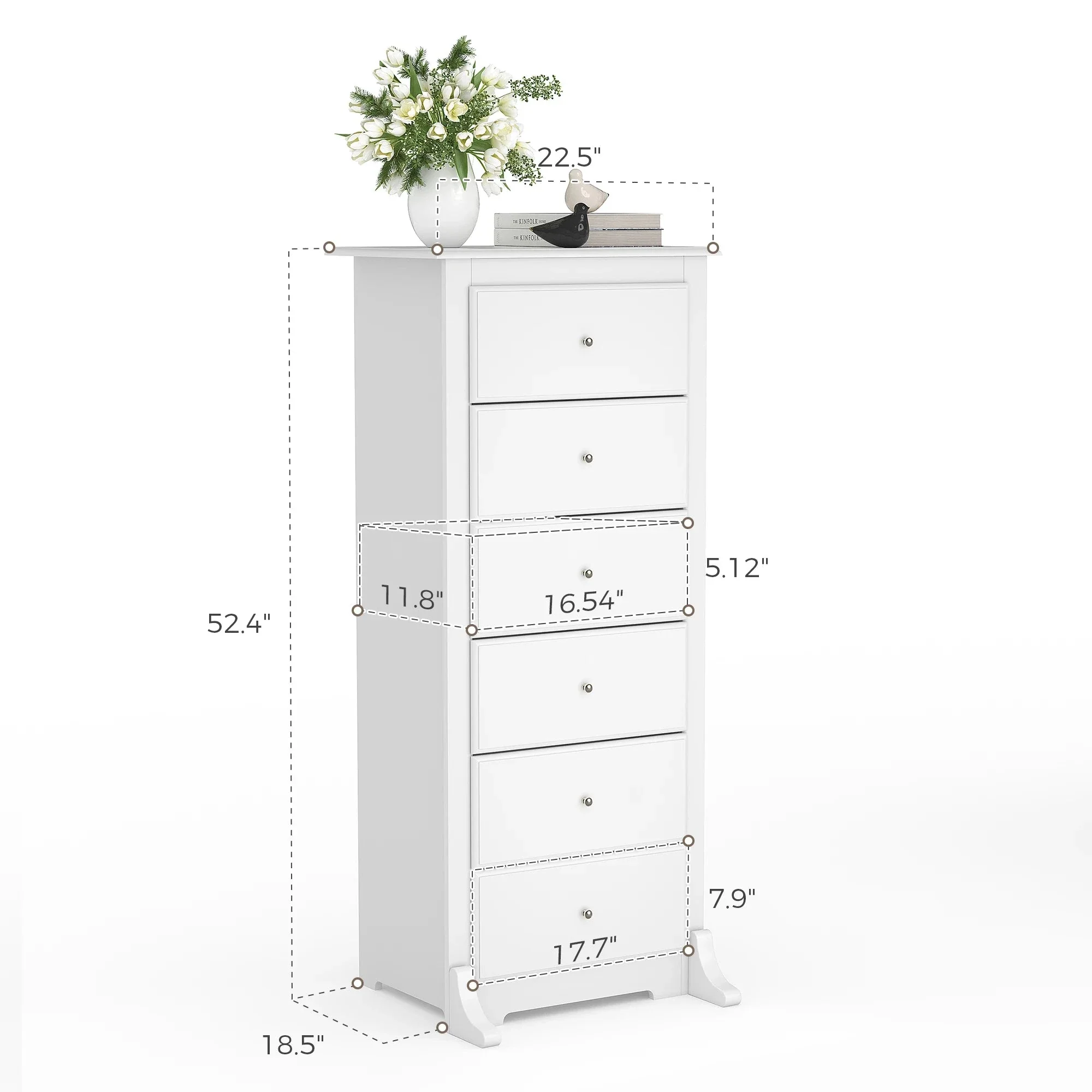 6 Drawer Wooden Dresser Chest Modern Storage Cabinet for Home - Image 10