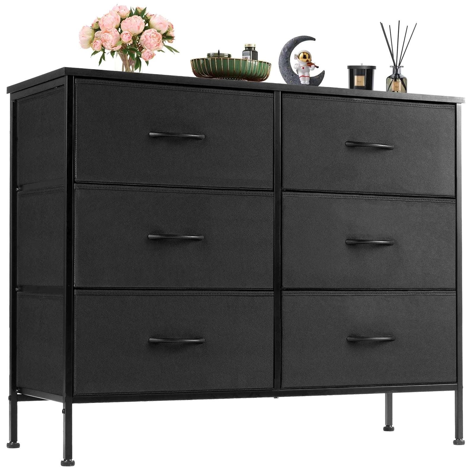 6 Drawer Fabric Nightstand with Metal Frame and Wooden Top - Image 19