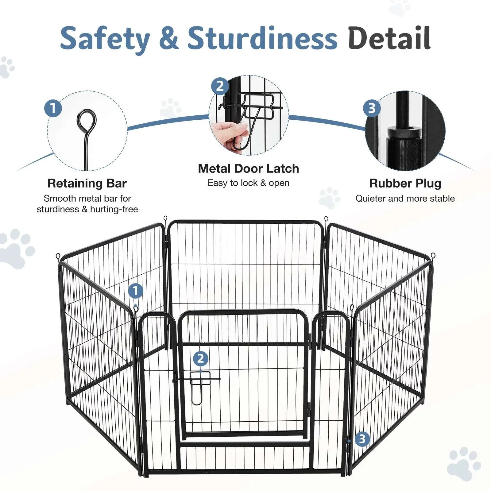 Foldable Metal Dog Playpen with Door for Indoor Outdoor Use - Image 10