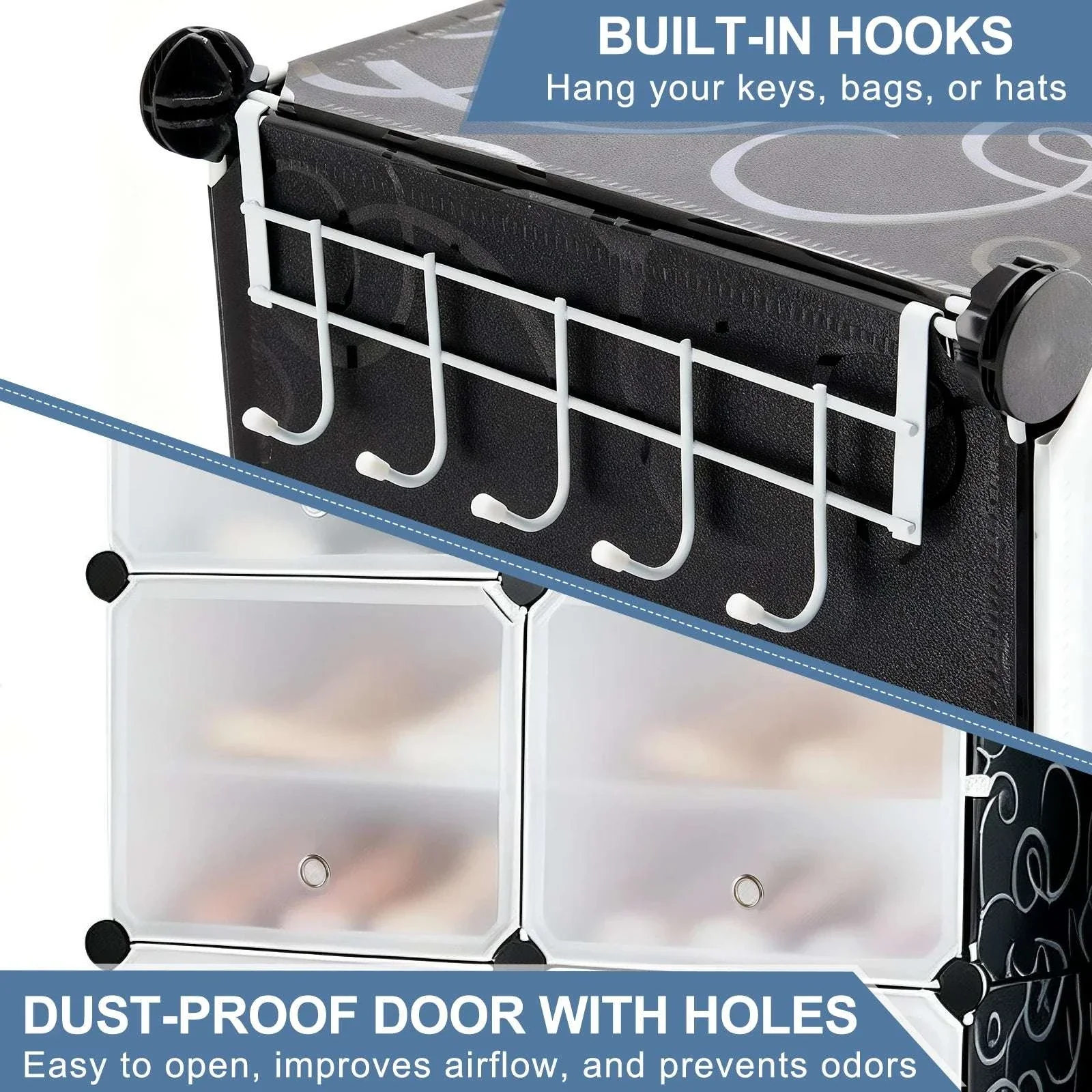 6-Tier Stackable Shoe Storage Cabinet with Doors for 32 Pairs - Image 2