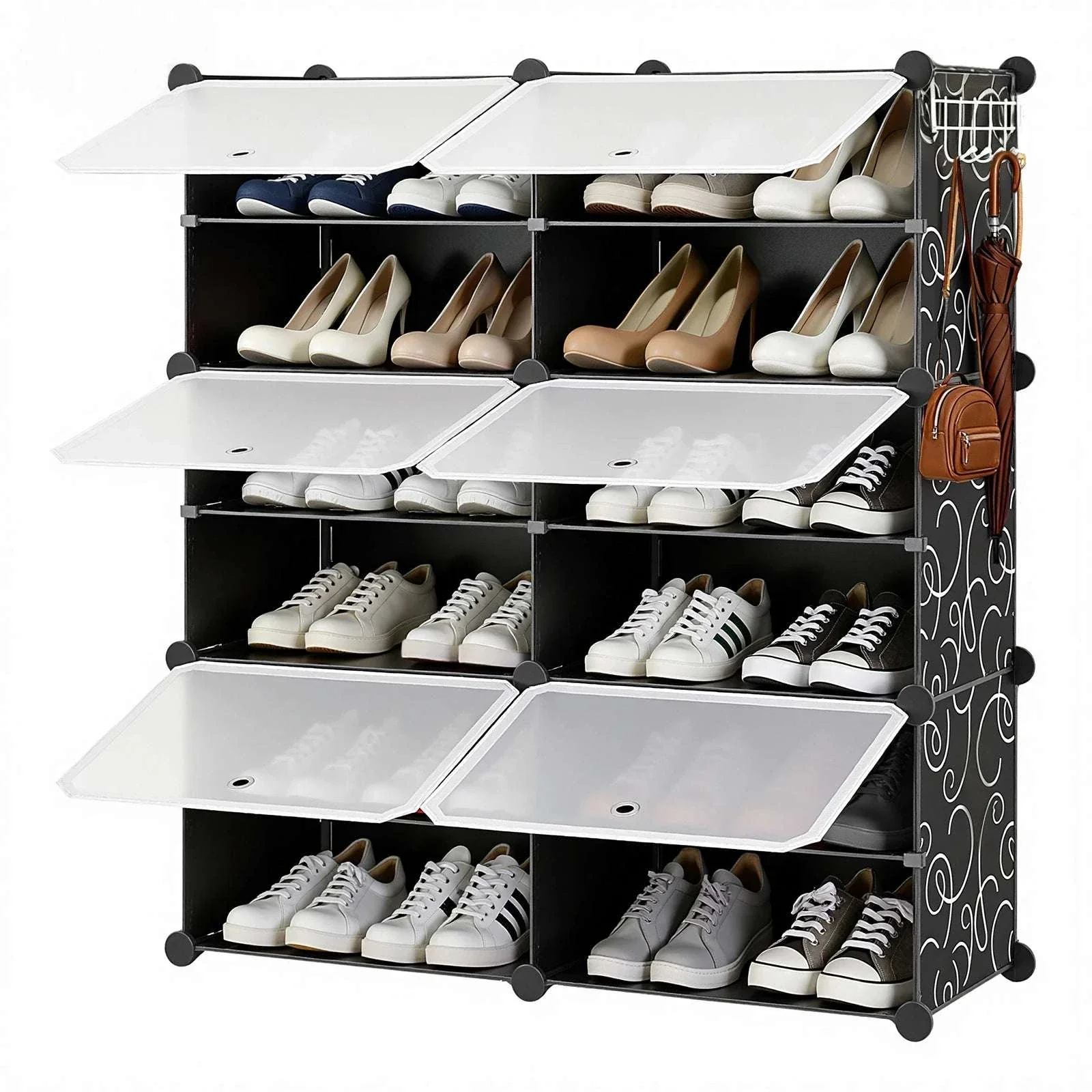 6-Tier Stackable Shoe Storage Cabinet with Doors for 32 Pairs - Image 6