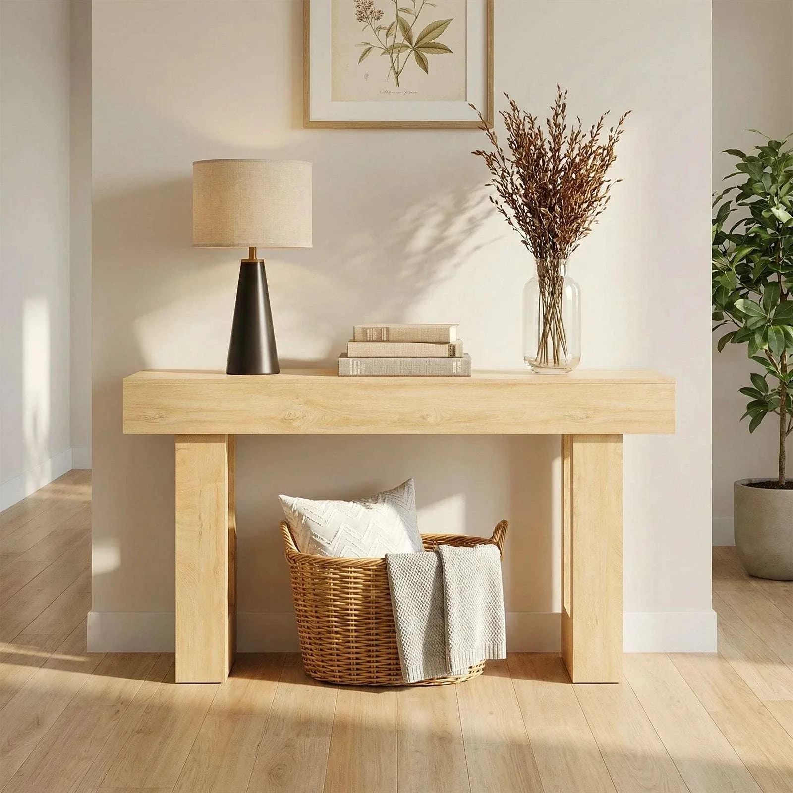 Adjustable Rolling Overbed Table with Lockable Casters and Wood Top