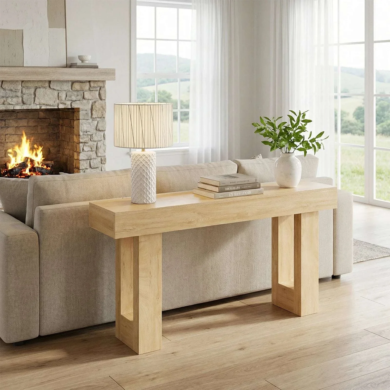 Adjustable Rolling Overbed Table with Lockable Casters and Wood Top - Image 2