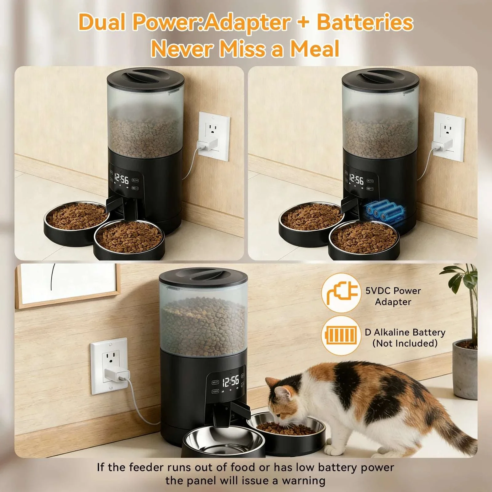 6L Automatic Cat Feeder with App Control, Dual Bowls & Timer - Image 4