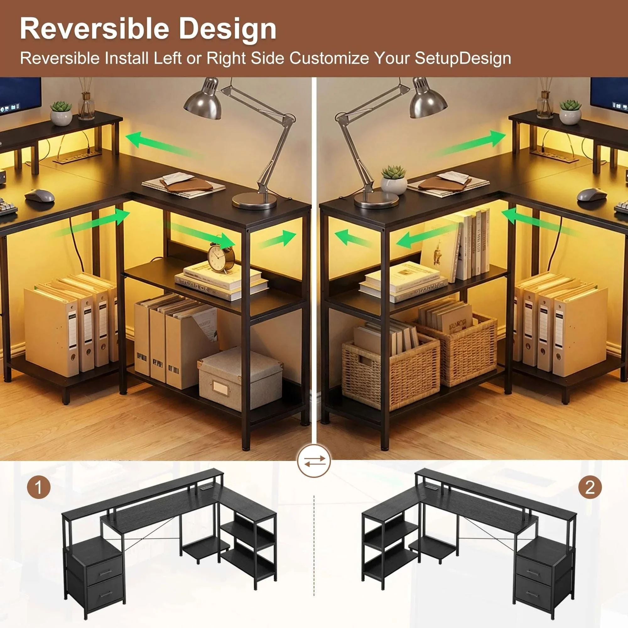 75" L-Shaped Computer Desk with Storage Drawers and Shelf - Image 4