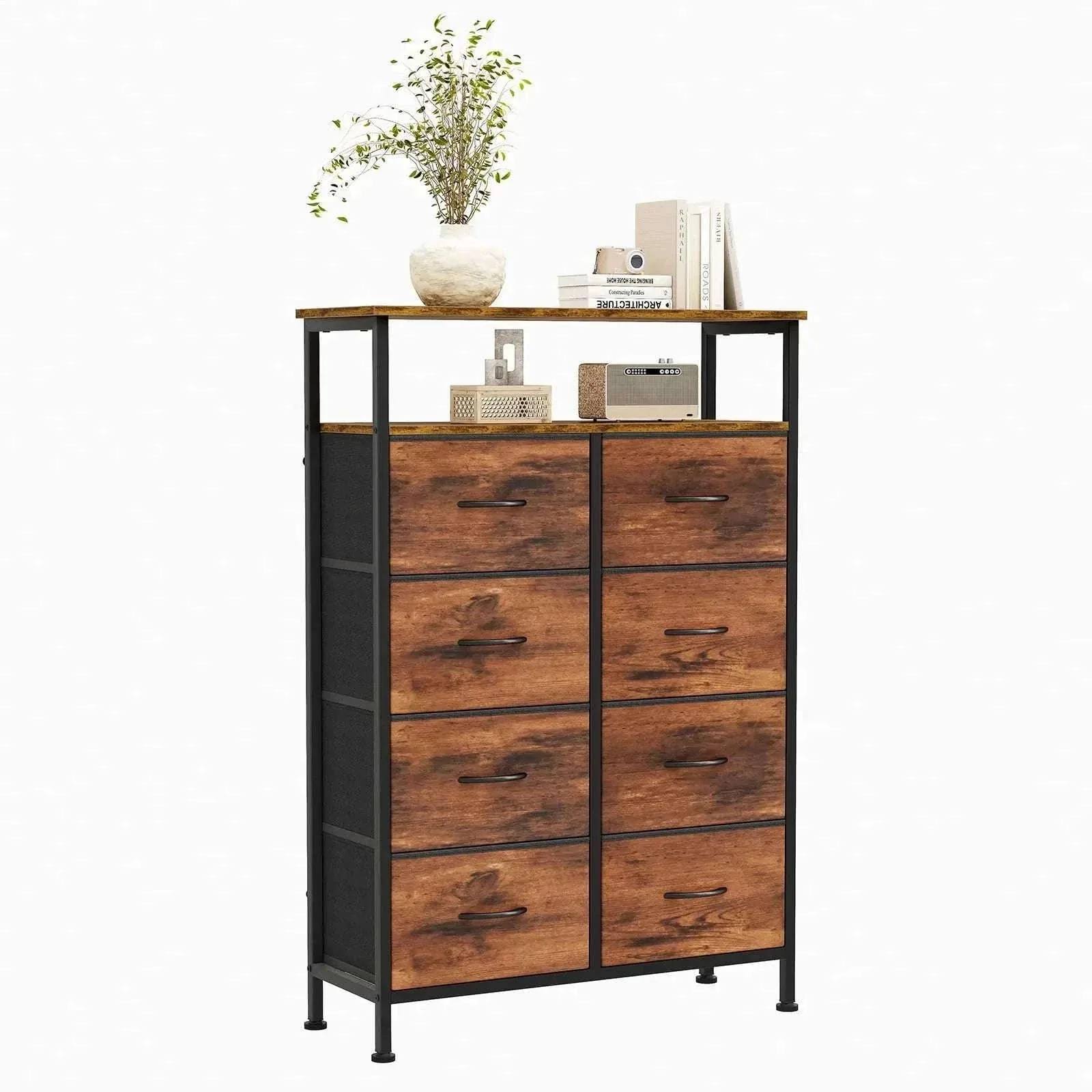 8 Drawer TV Stand with Wooden Top and Storage Cabinet - Image 10