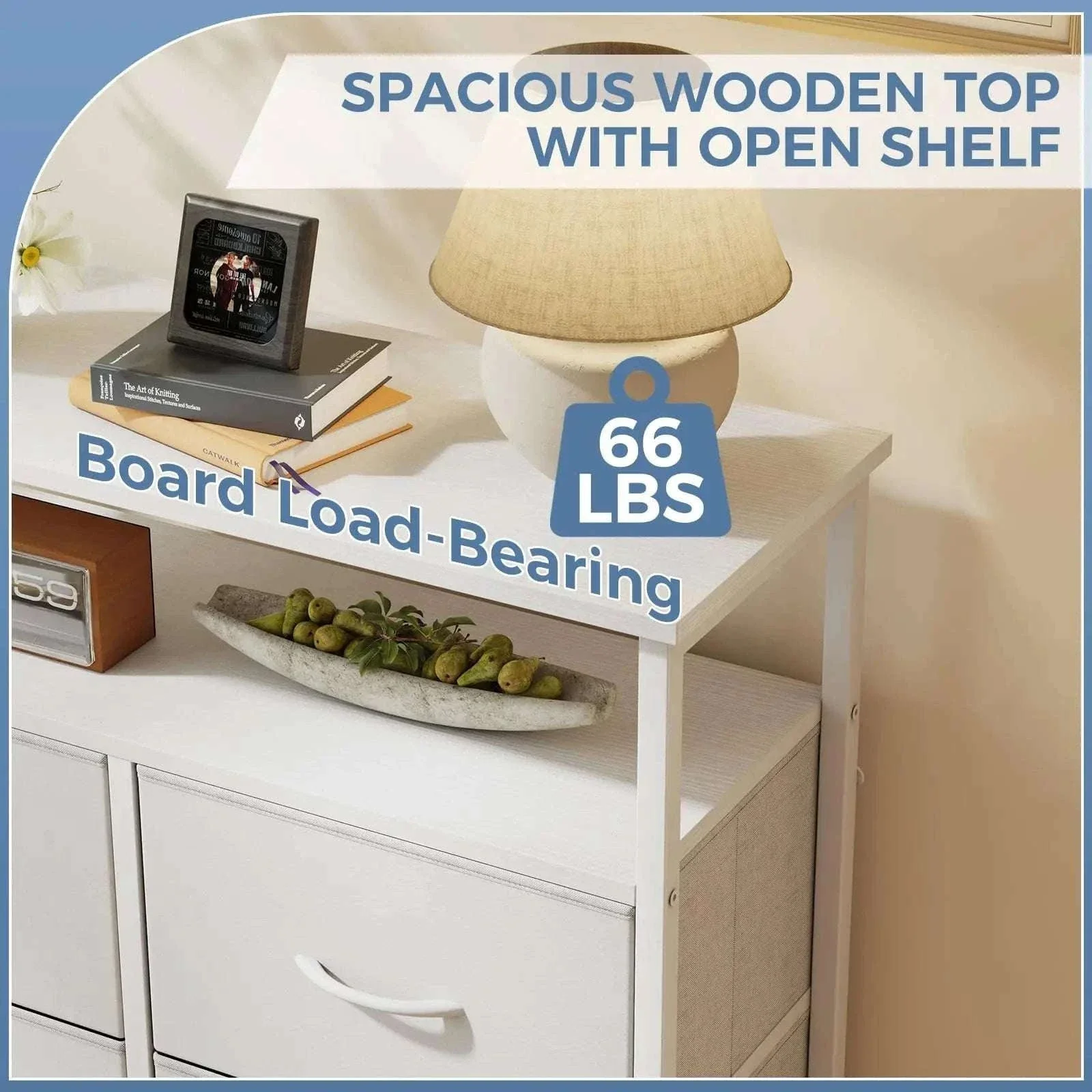 8 Drawer TV Stand with Wooden Top and Storage Cabinet - Image 4