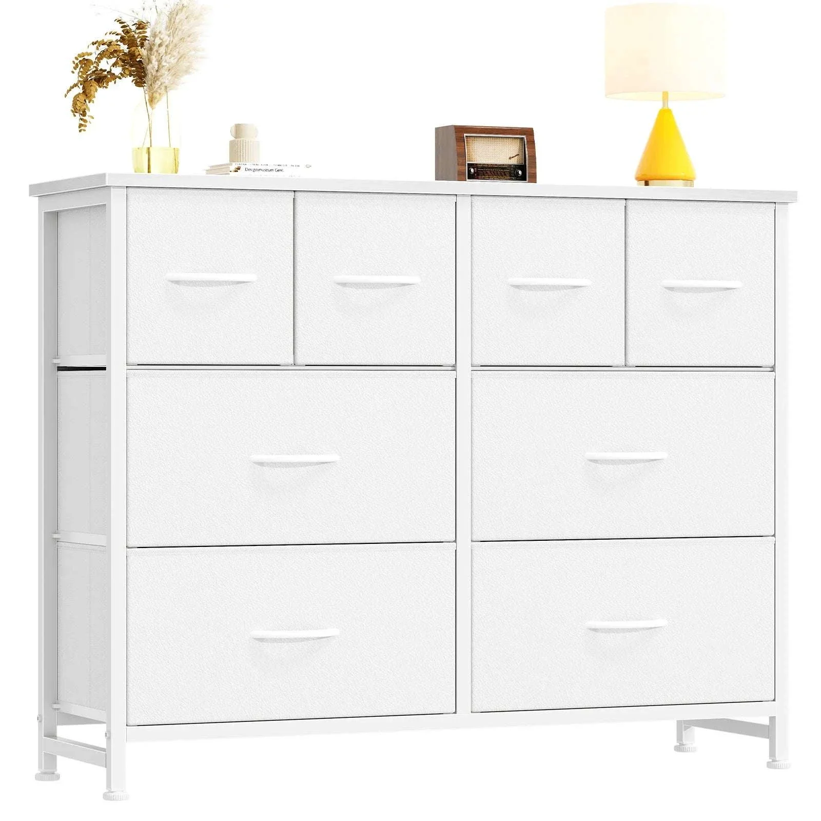 8 Drawer Fabric Dresser TV Stand with Wood Top & Metal Frame - Image 26