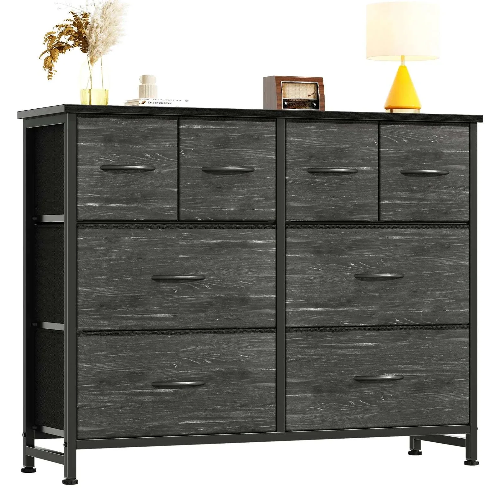 8 Drawer Fabric Dresser TV Stand with Wood Top & Metal Frame - Image 29