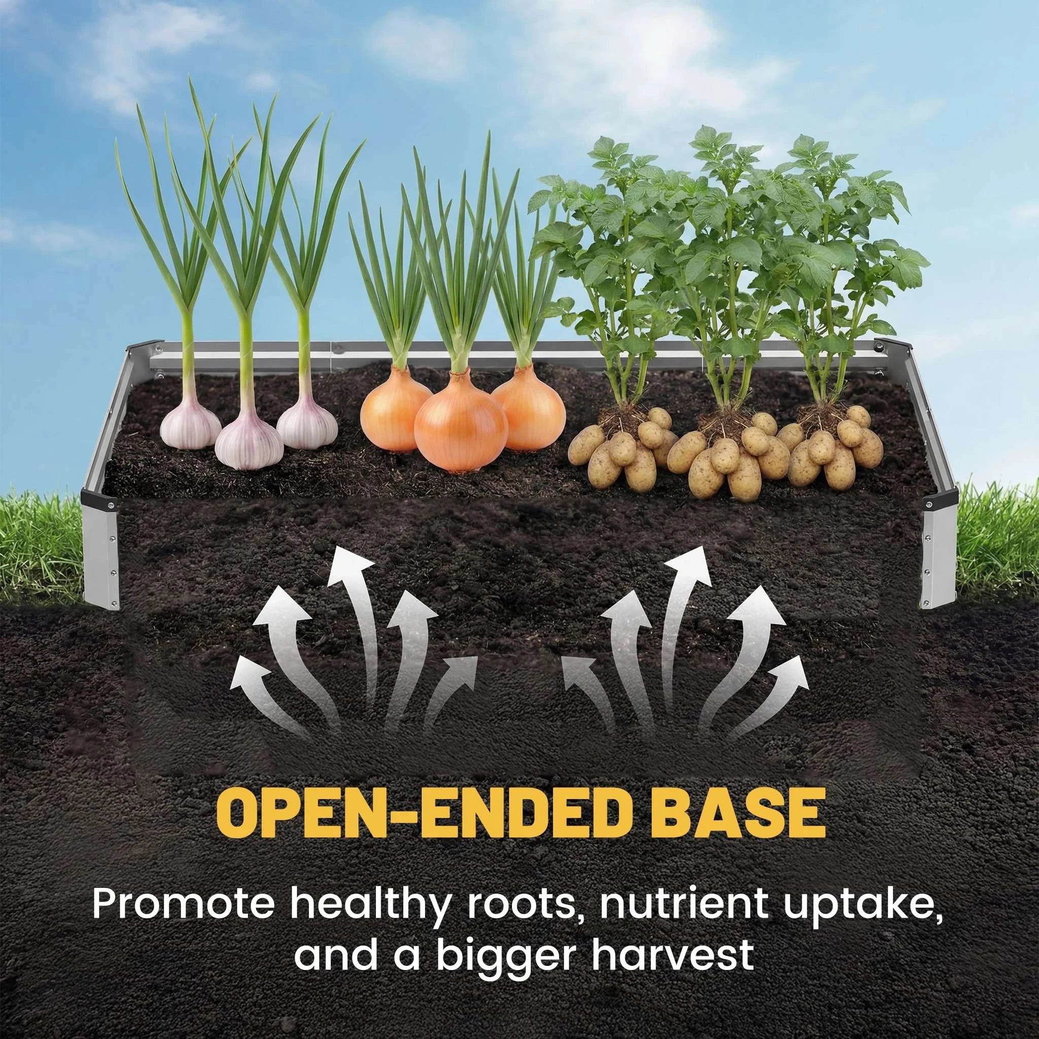 8x4ft Metal Raised Garden Bed with Open Base for Vegetables & Flowers - Image 2