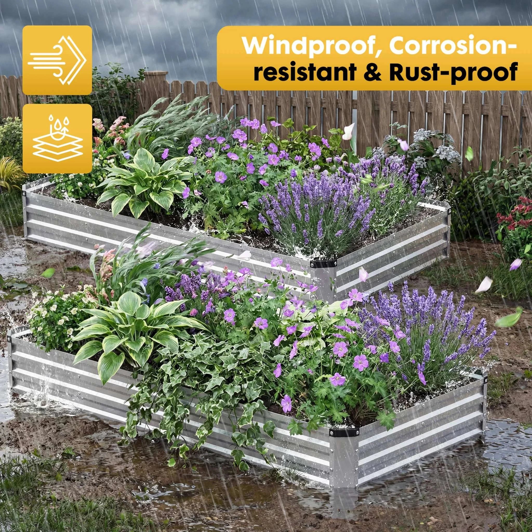 8x4ft Metal Raised Garden Bed with Open Base for Vegetables & Flowers - Image 4