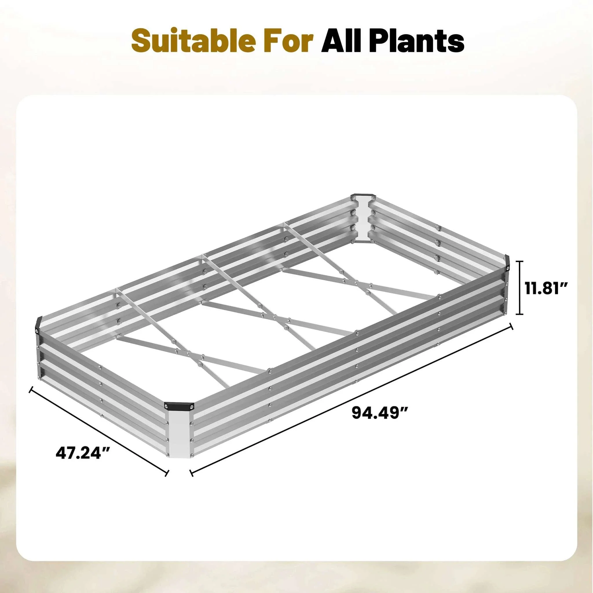 8x4ft Metal Raised Garden Bed with Open Base for Vegetables & Flowers - Image 5